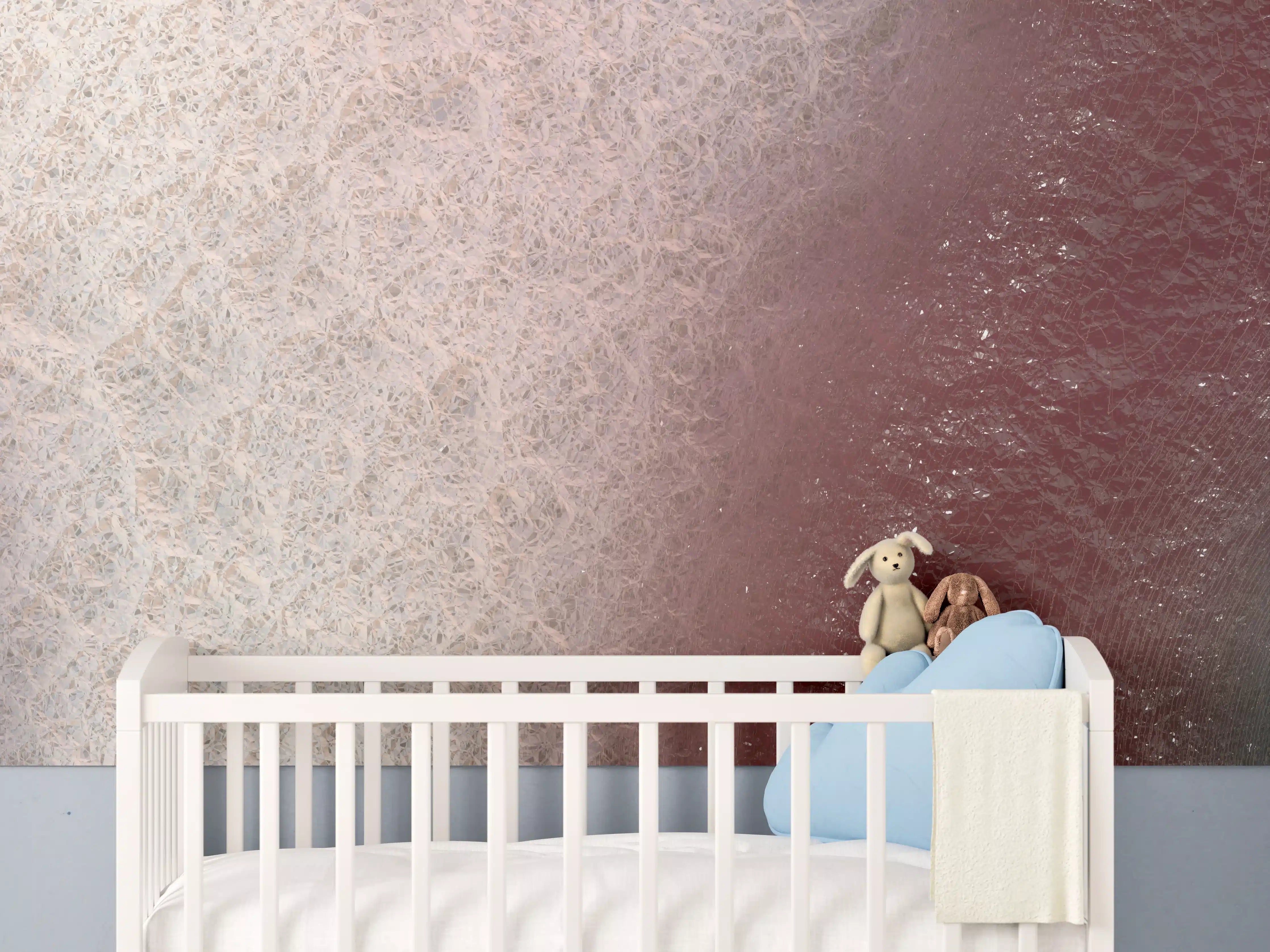 Babyzimmer Wandgestaltung - Sanfte Rottöne und Grüntöne Textur