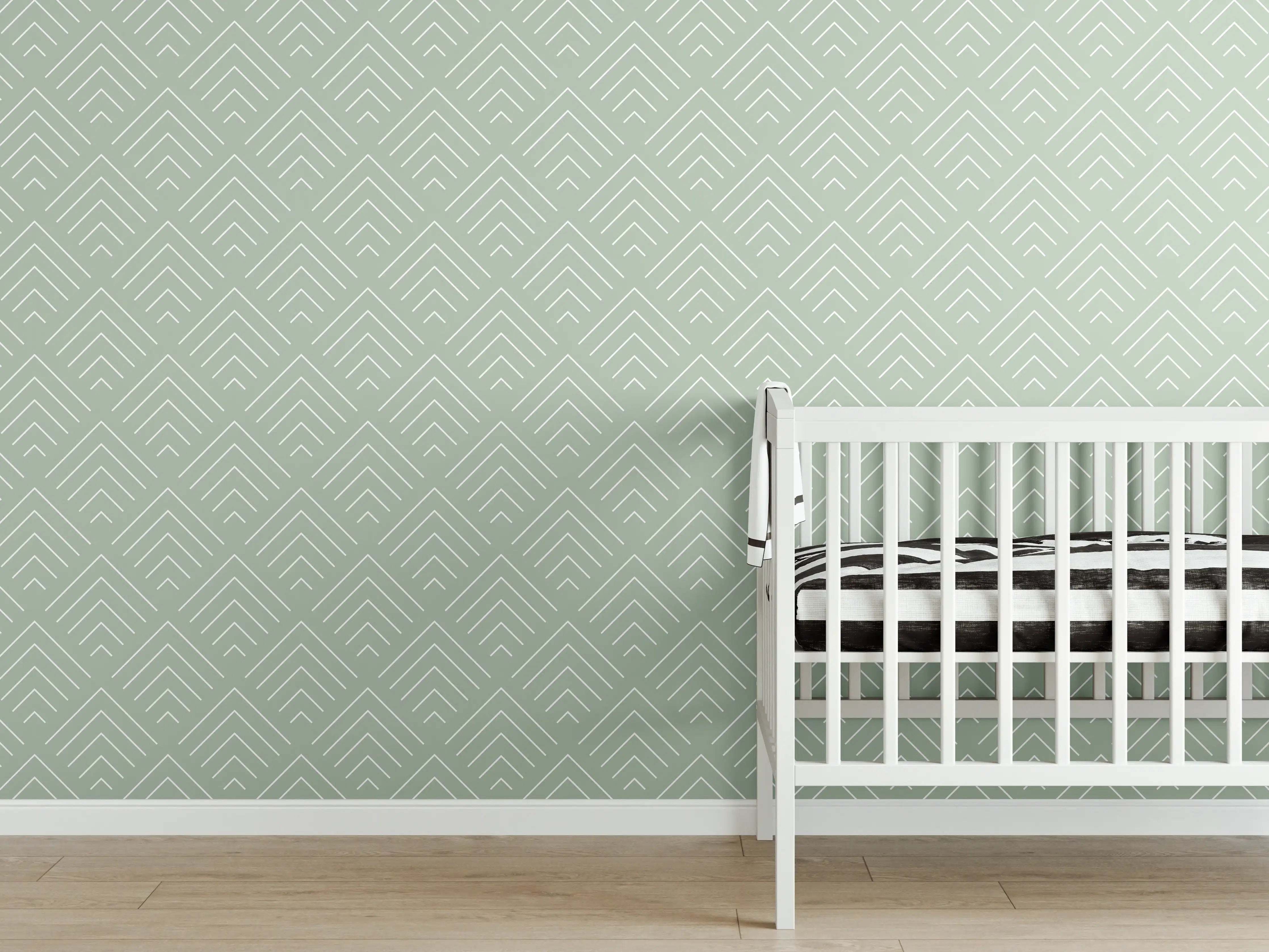 Babyzimmer Wandgestaltung - Sanfte Salvia-Farbe mit eleganter Simmetria-Optik