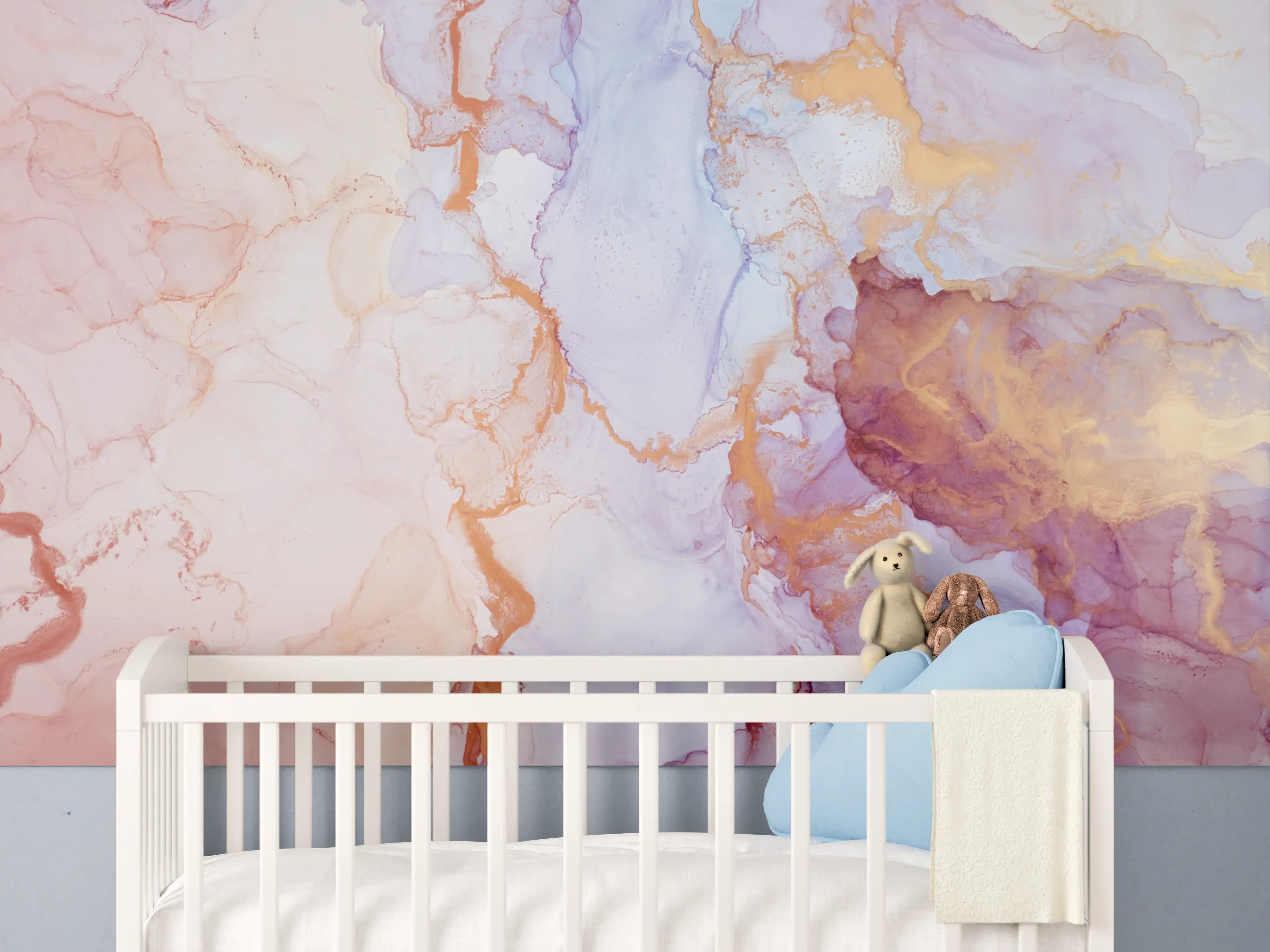 Babyzimmer Wandgestaltung - Sanfte Wasserfarben in Pastell-Tönen
