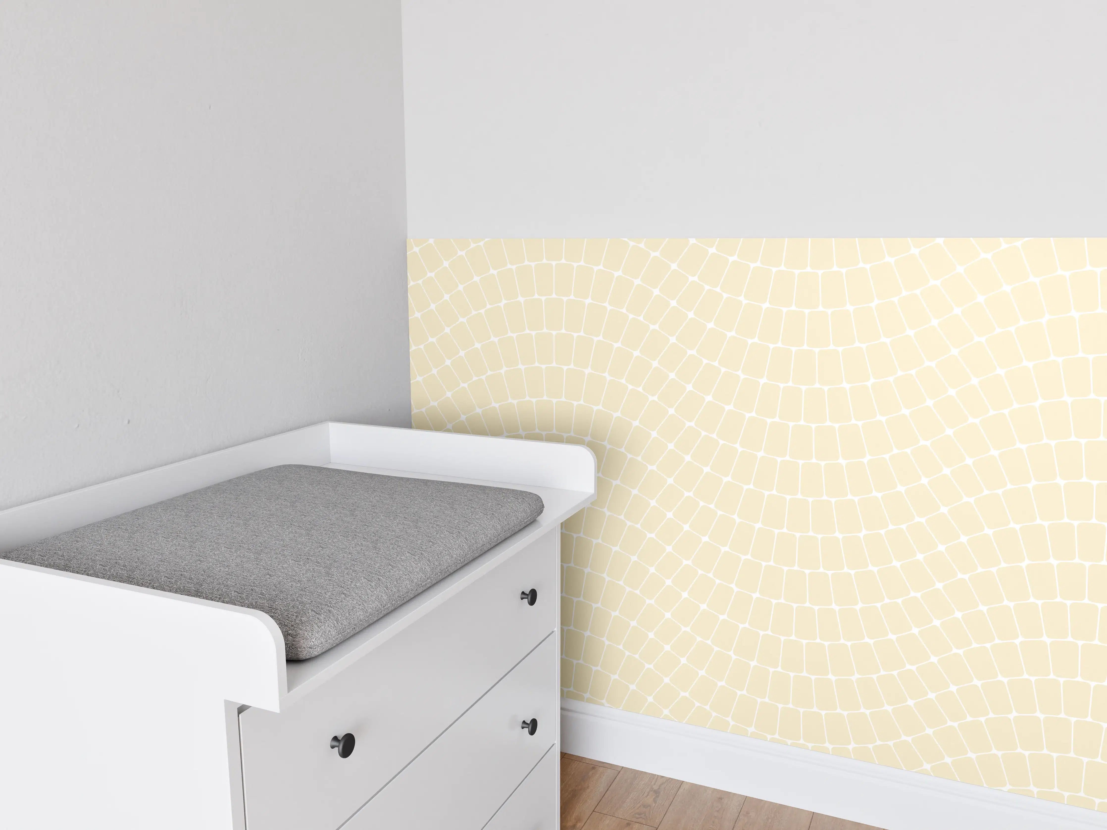 Babyzimmer Wandgestaltung - Sanfte Wellen - Beiger Fliesenspiegel