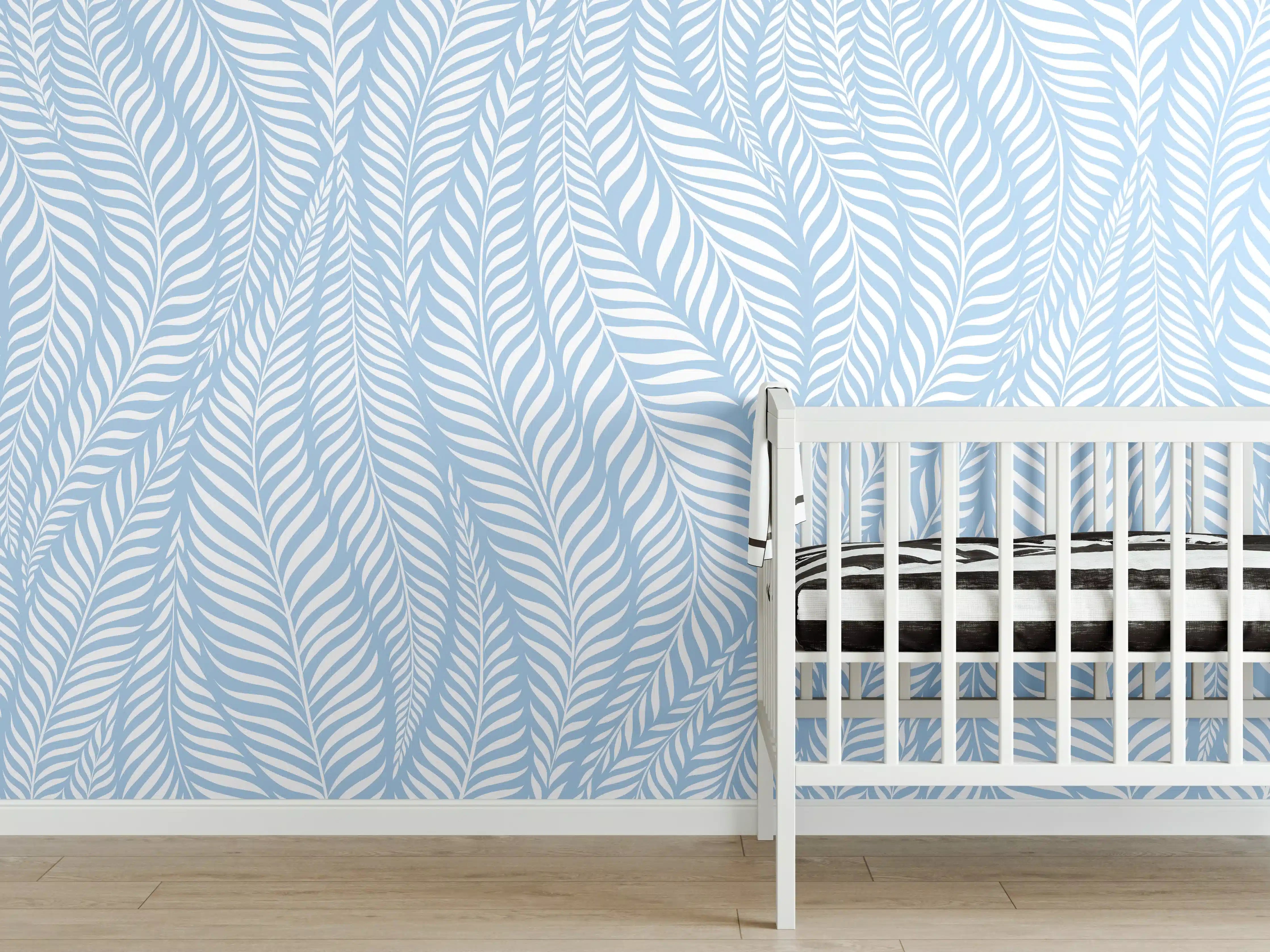 Babyzimmer Wandgestaltung - Sanfte Wellen in Blau und Weiß