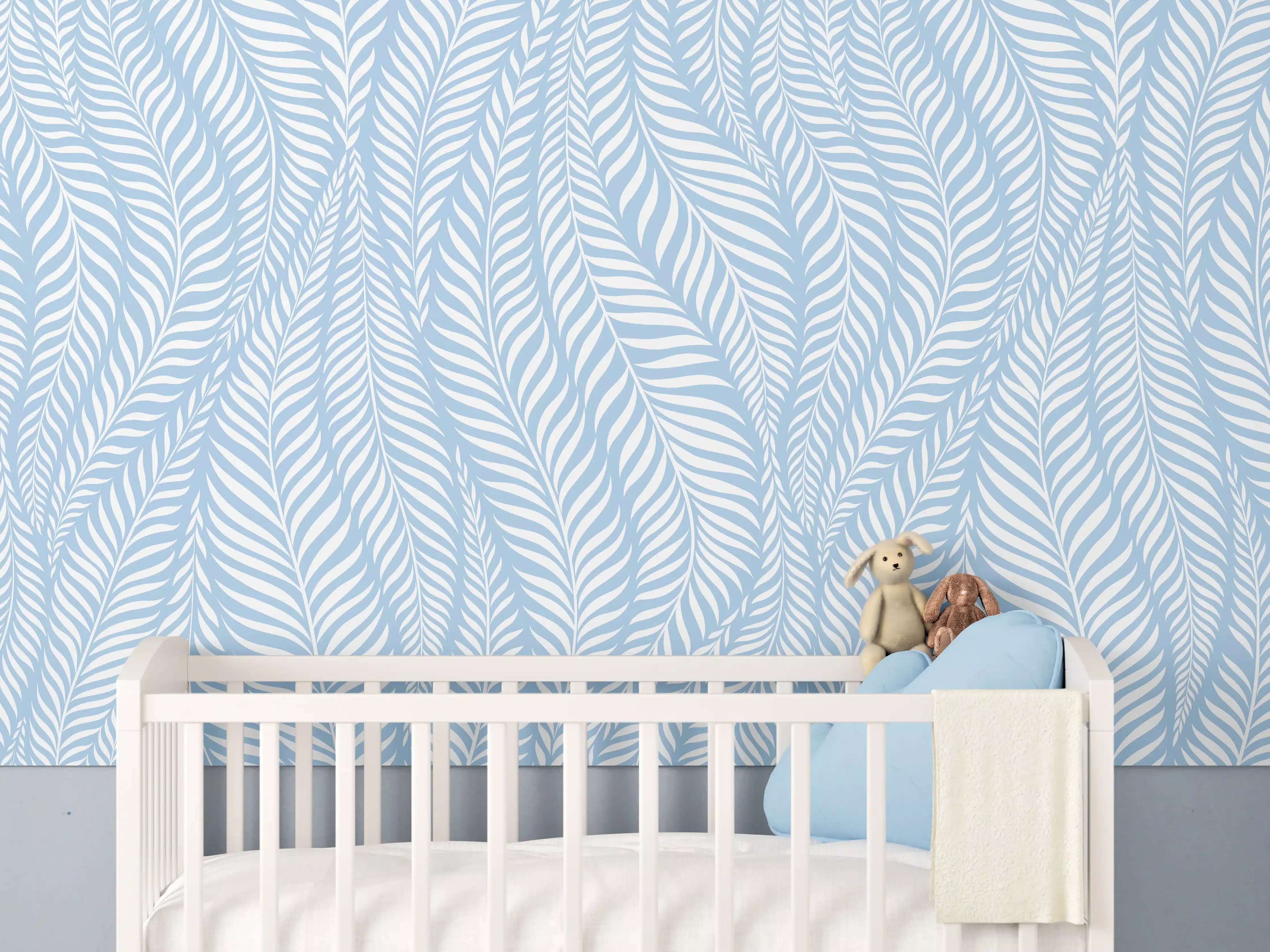 Babyzimmer Wandgestaltung - Sanfte Wellen in Blau und Weiß