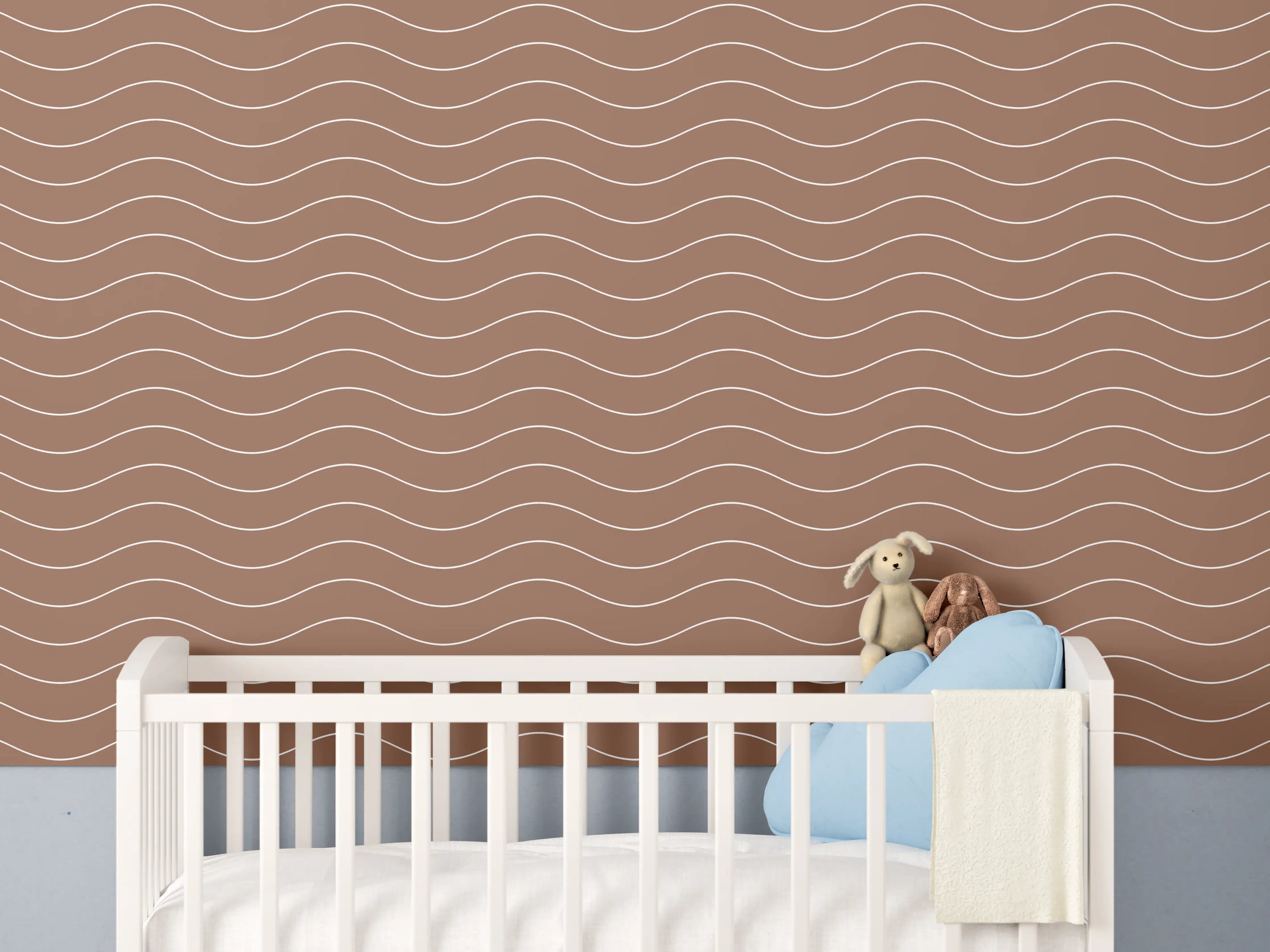 Babyzimmer Wandgestaltung - Sanfte Wellen in Braun