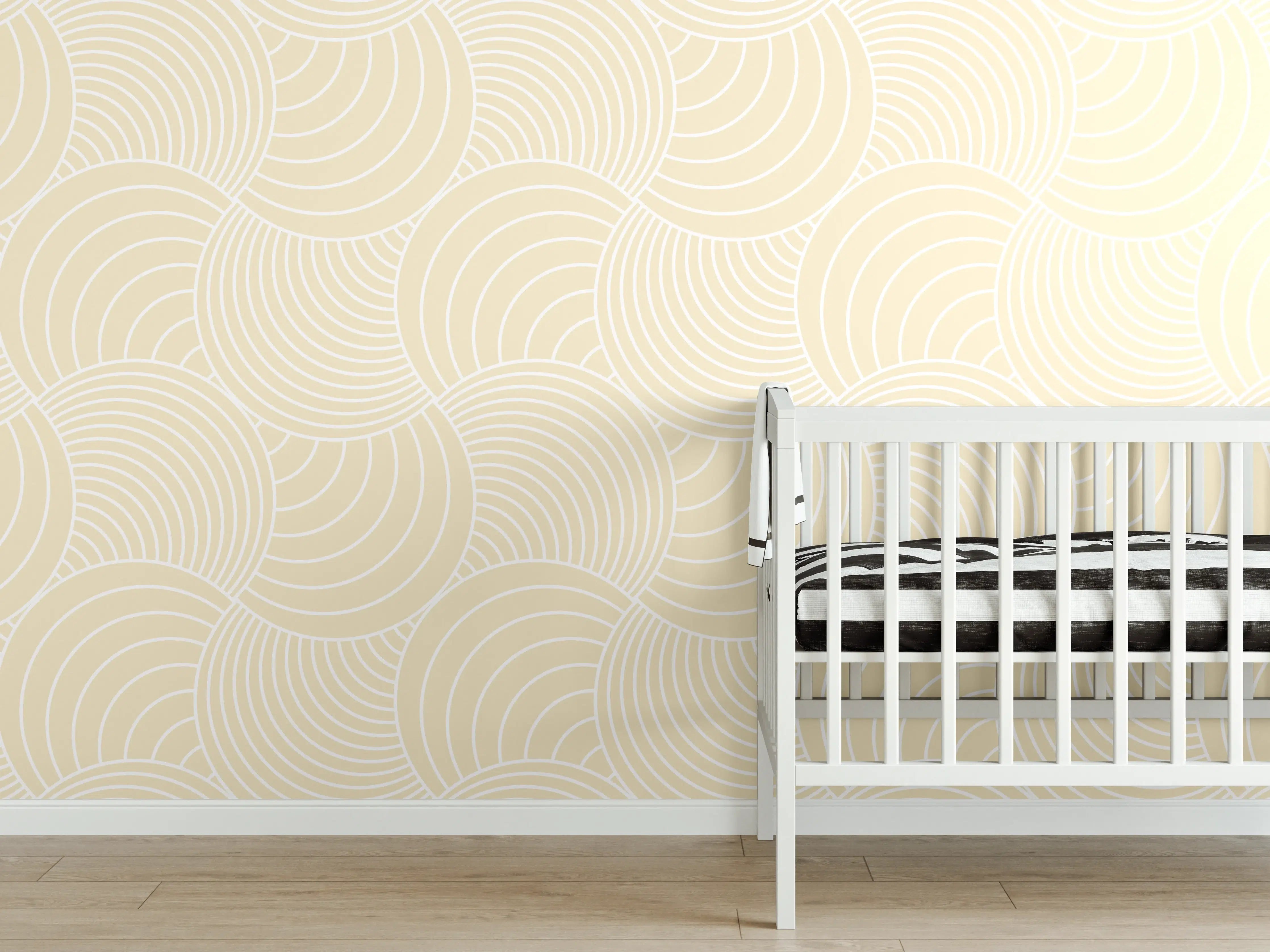Babyzimmer Wandgestaltung - Sanfte Wellen in Cremetönen