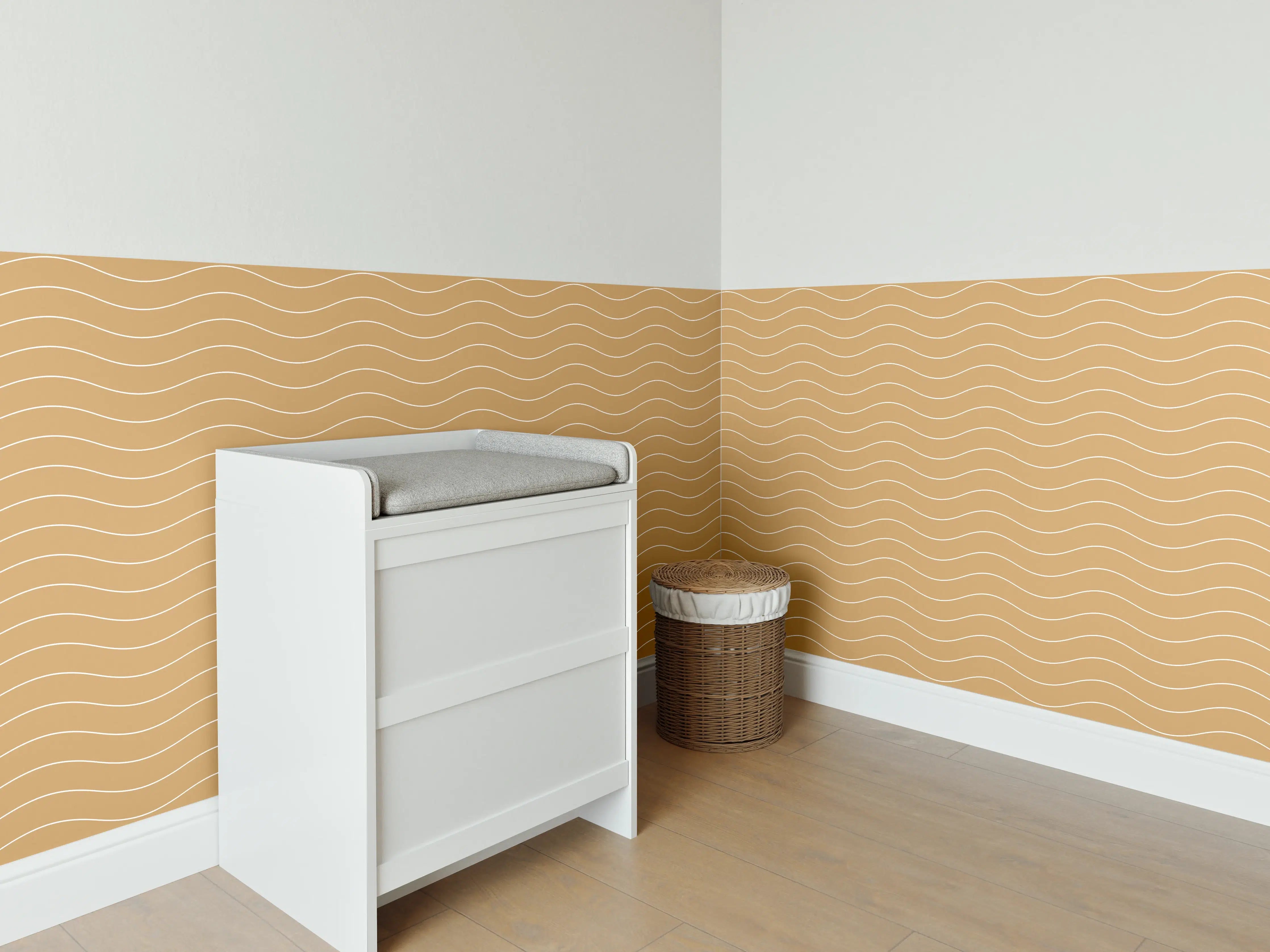 Babyzimmer Wandgestaltung - Sanfte Wellen in Erdtönen