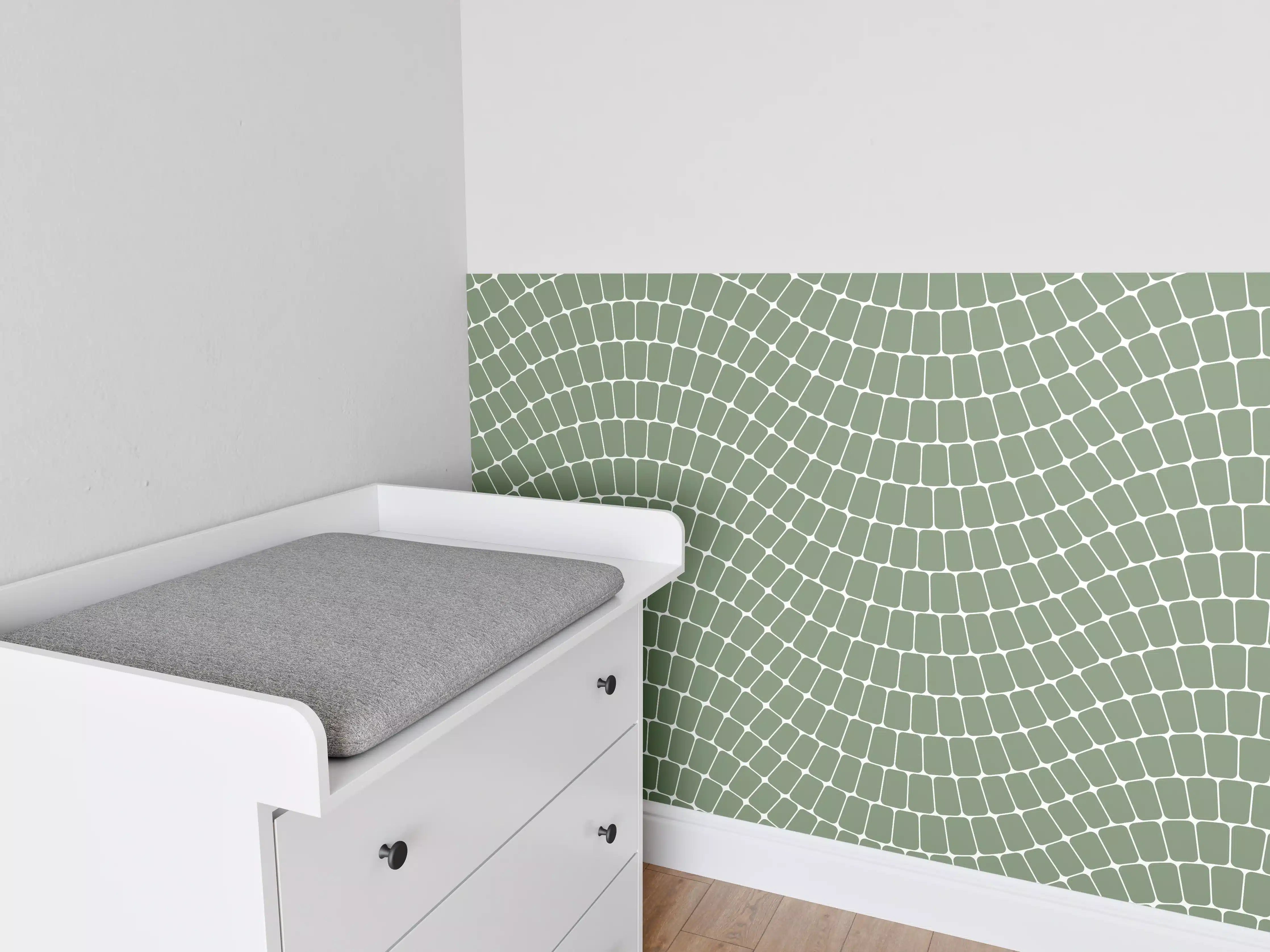 Babyzimmer Wandgestaltung - Sanfte Wellen in Olivengrün