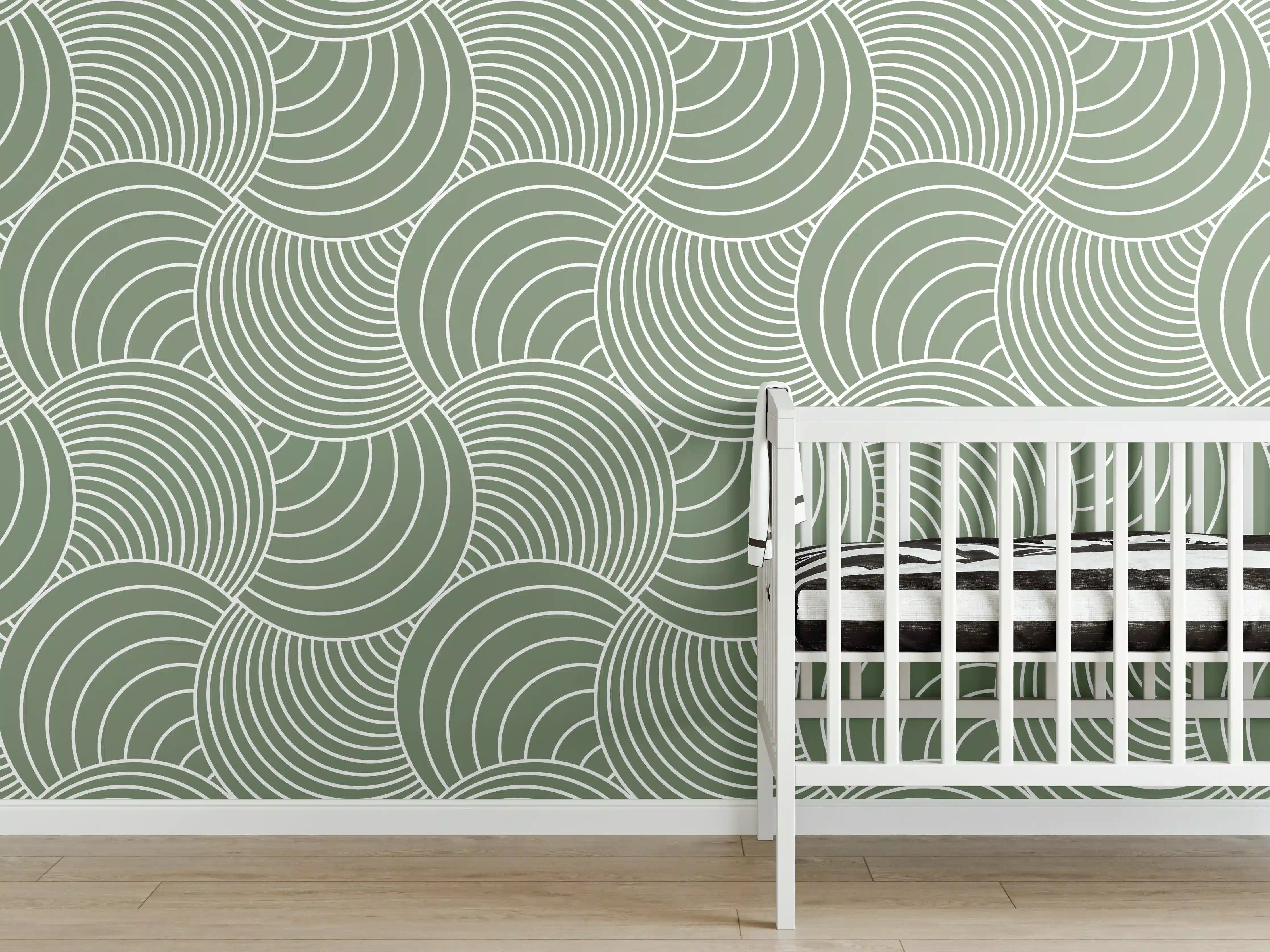 Babyzimmer Wandgestaltung - Sanfte Wellen in Ozean-Grün