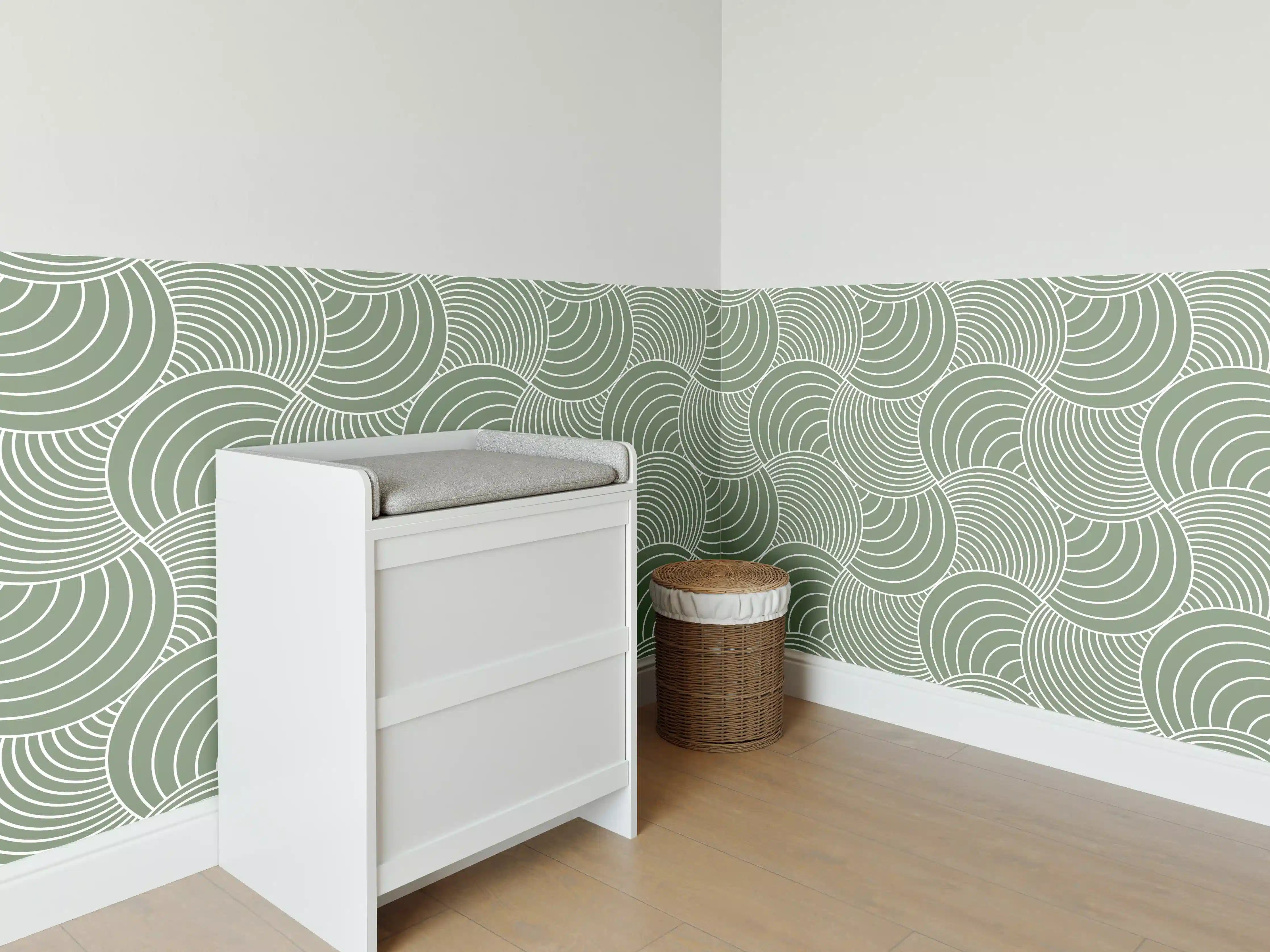 Babyzimmer Wandgestaltung - Sanfte Wellen in Ozean-Grün