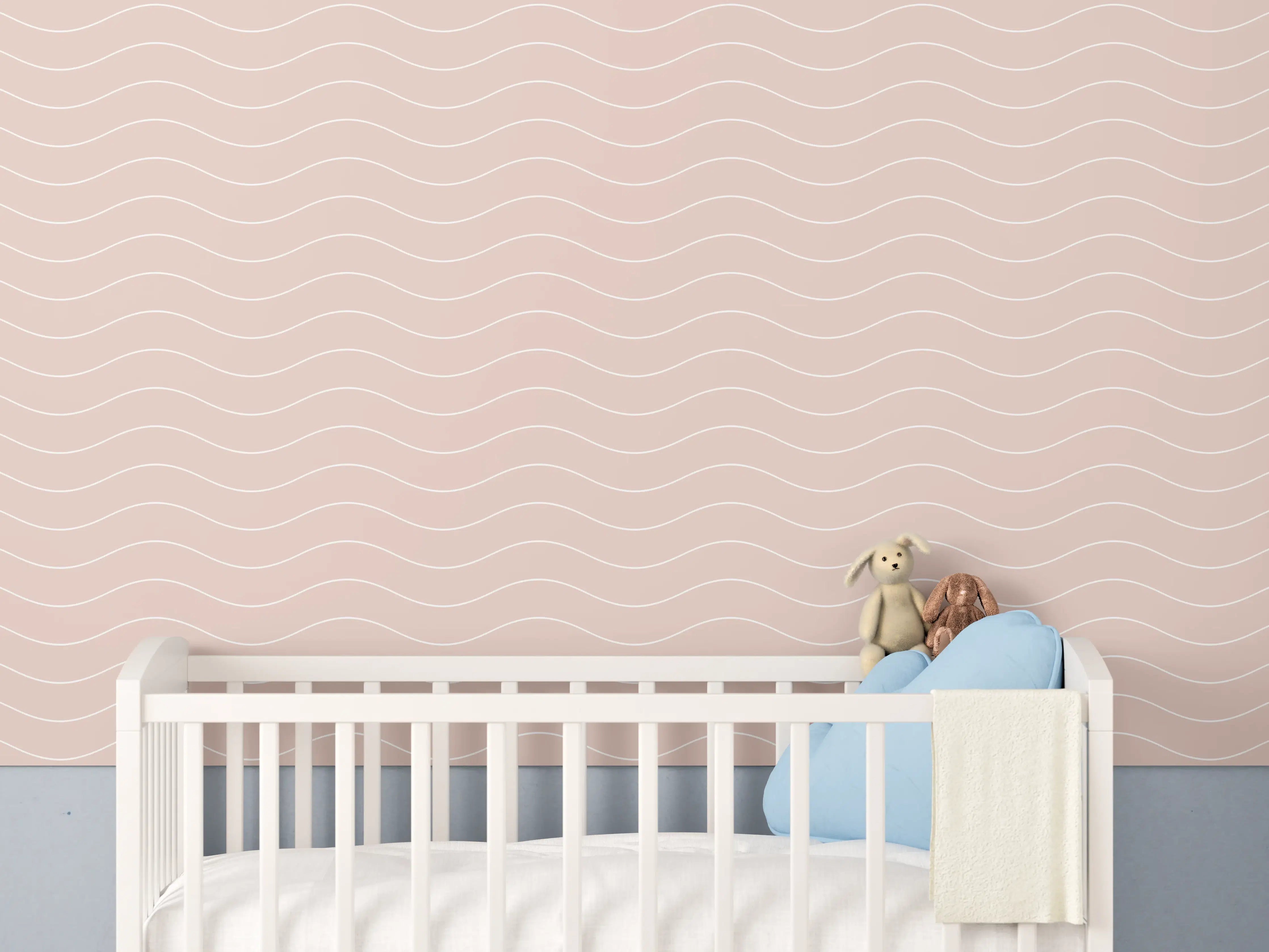 Babyzimmer Wandgestaltung - Sanfte Wellen in Rosa