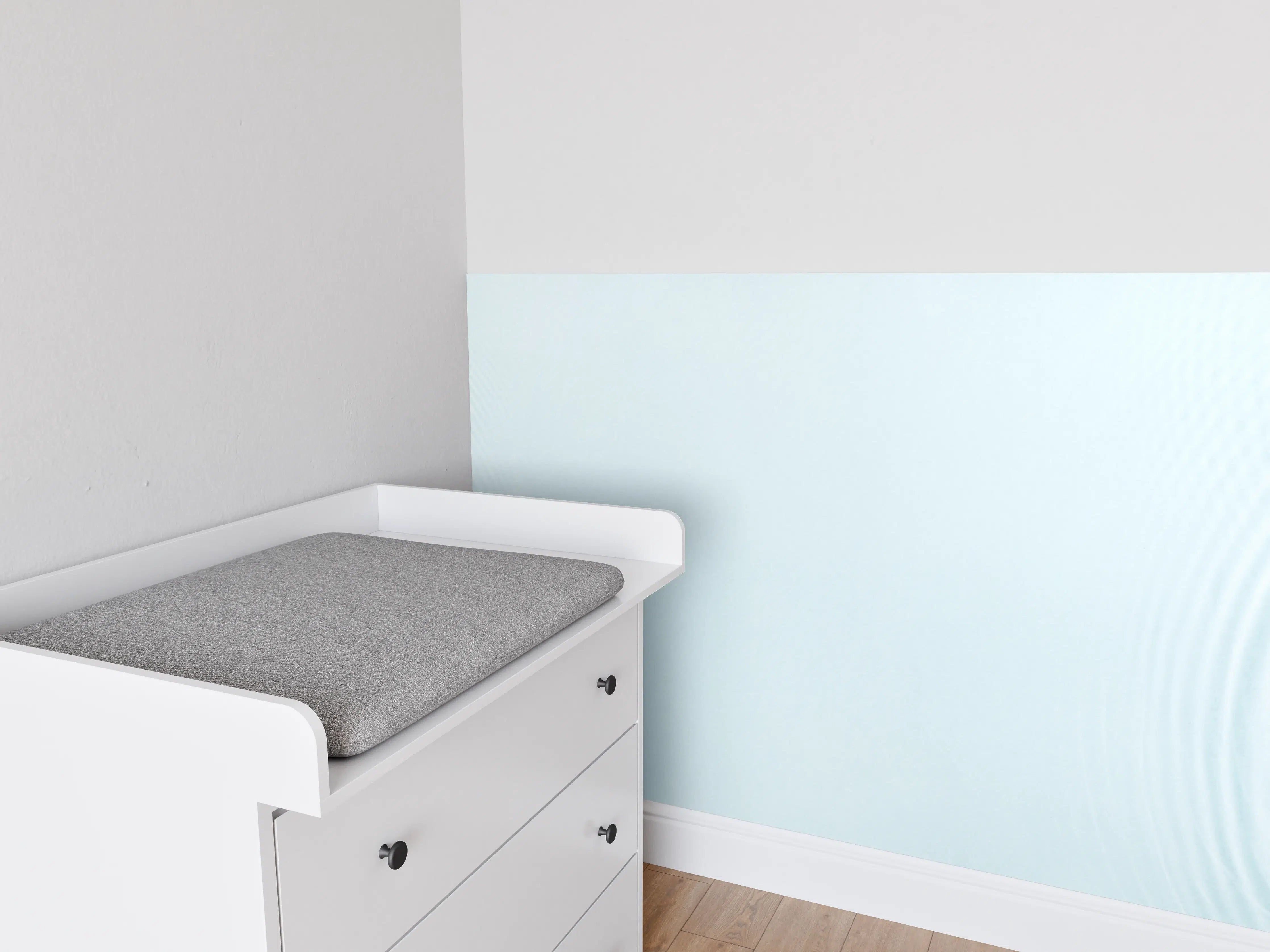 Babyzimmer Wandgestaltung - Sanfte blaue Wellenringe