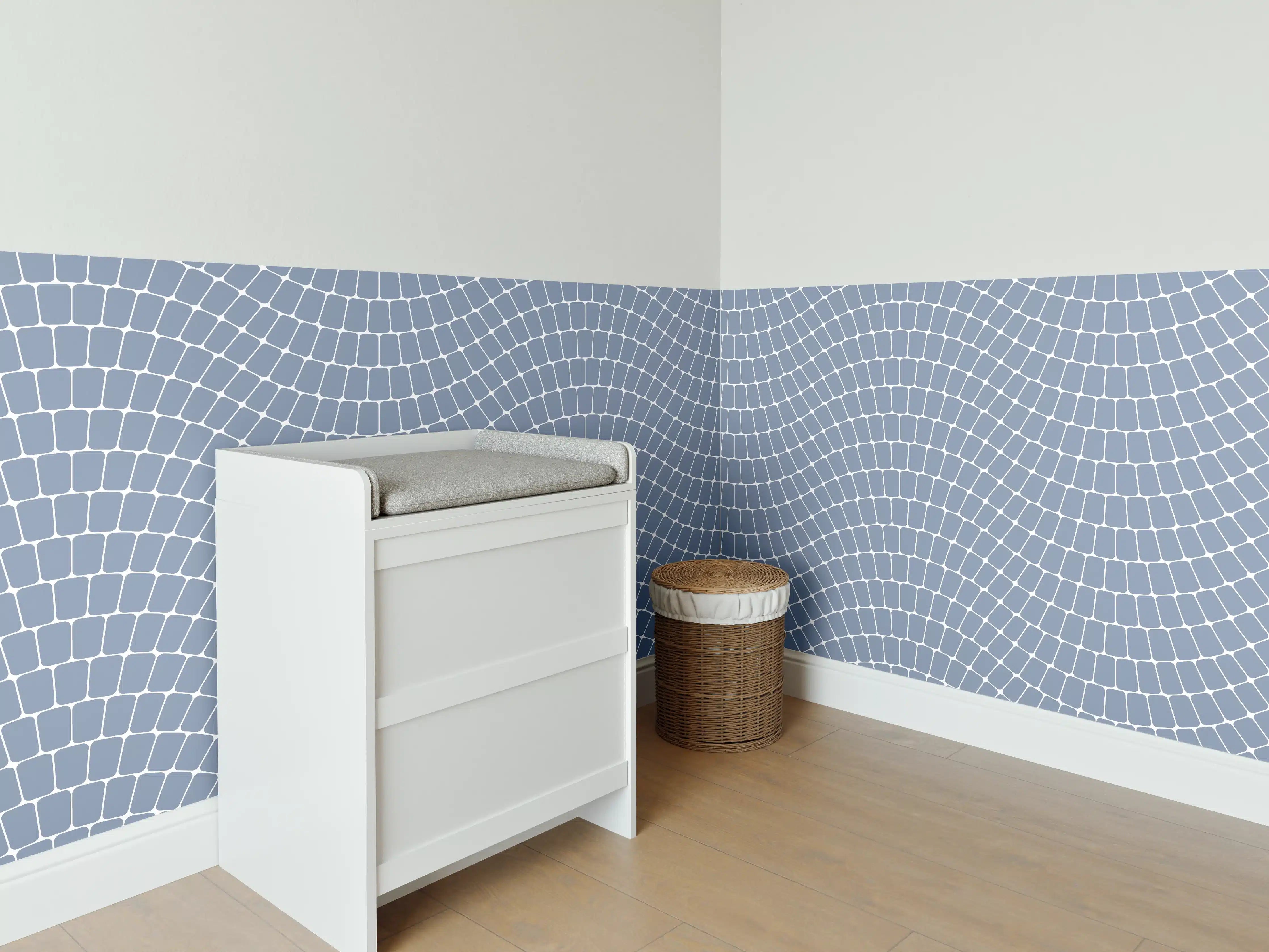 Babyzimmer Wandgestaltung - Sanfte blaue Wellenwohnung