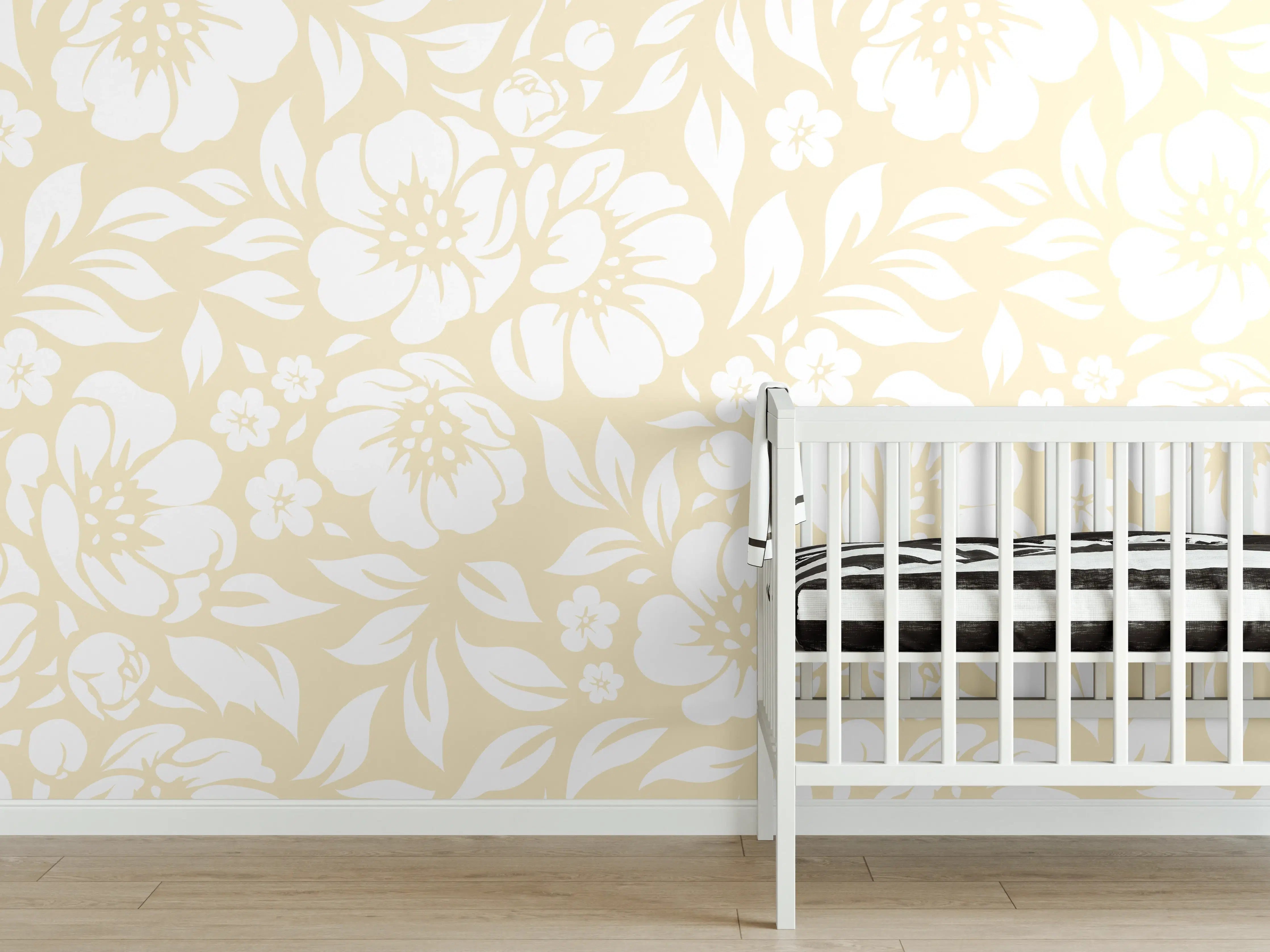 Babyzimmer Wandgestaltung - Sanfte florale Natur-Optik