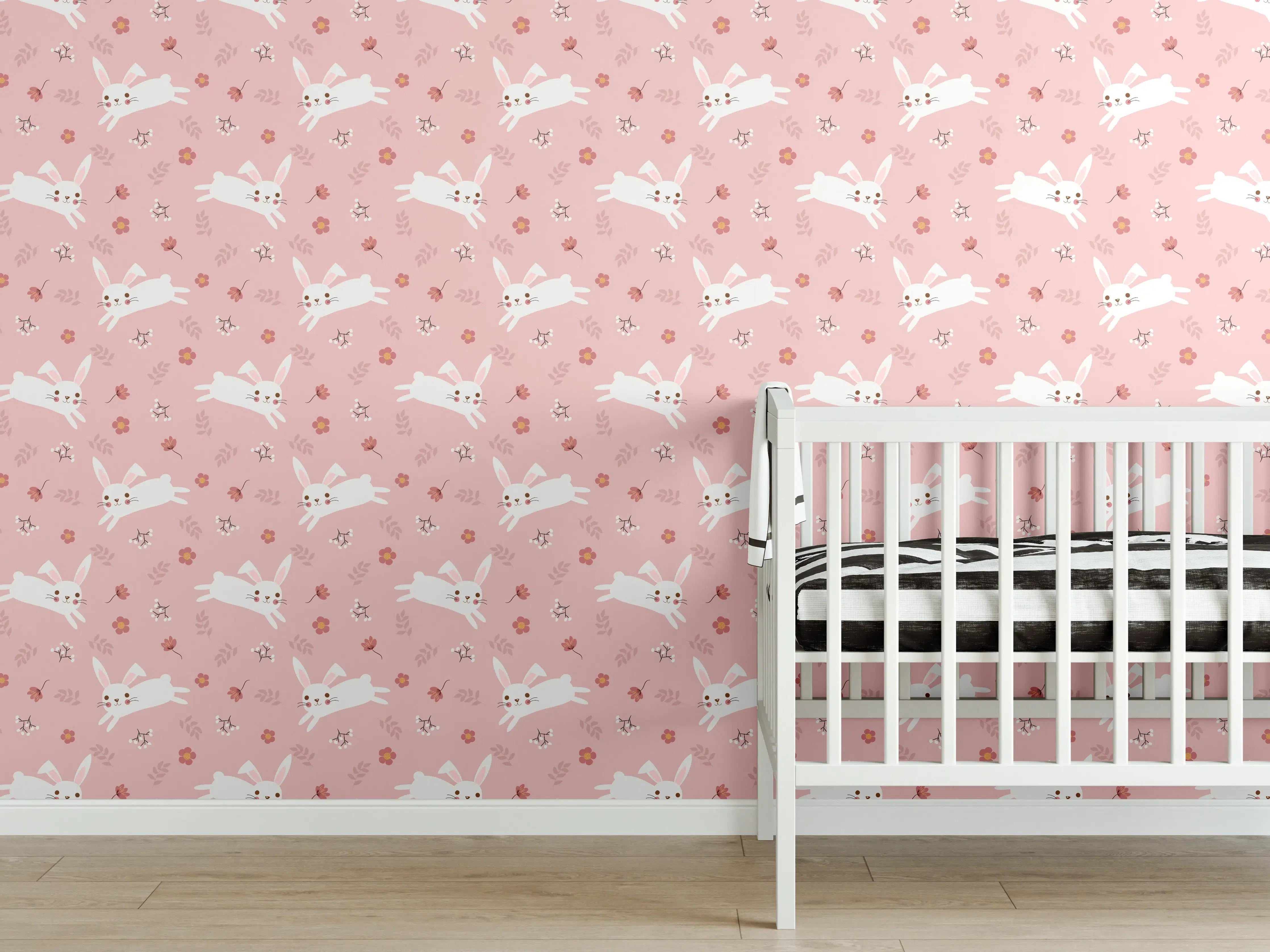 Babyzimmer Wandgestaltung - Sanfte rosa Himmel mit blühenden Kirschbumen