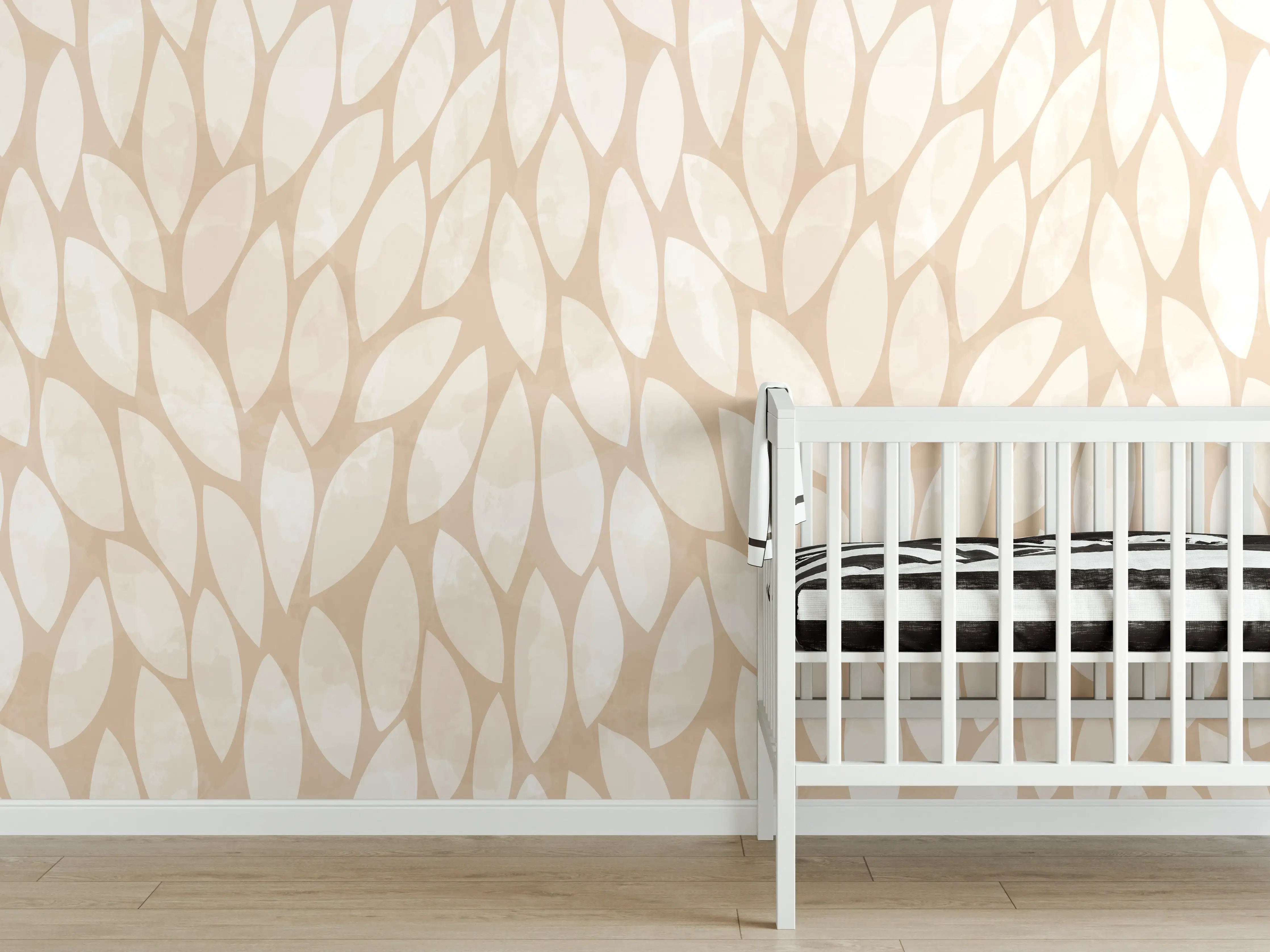 Babyzimmer Wandgestaltung - Sanfter Beigeton mit Hellem Muster