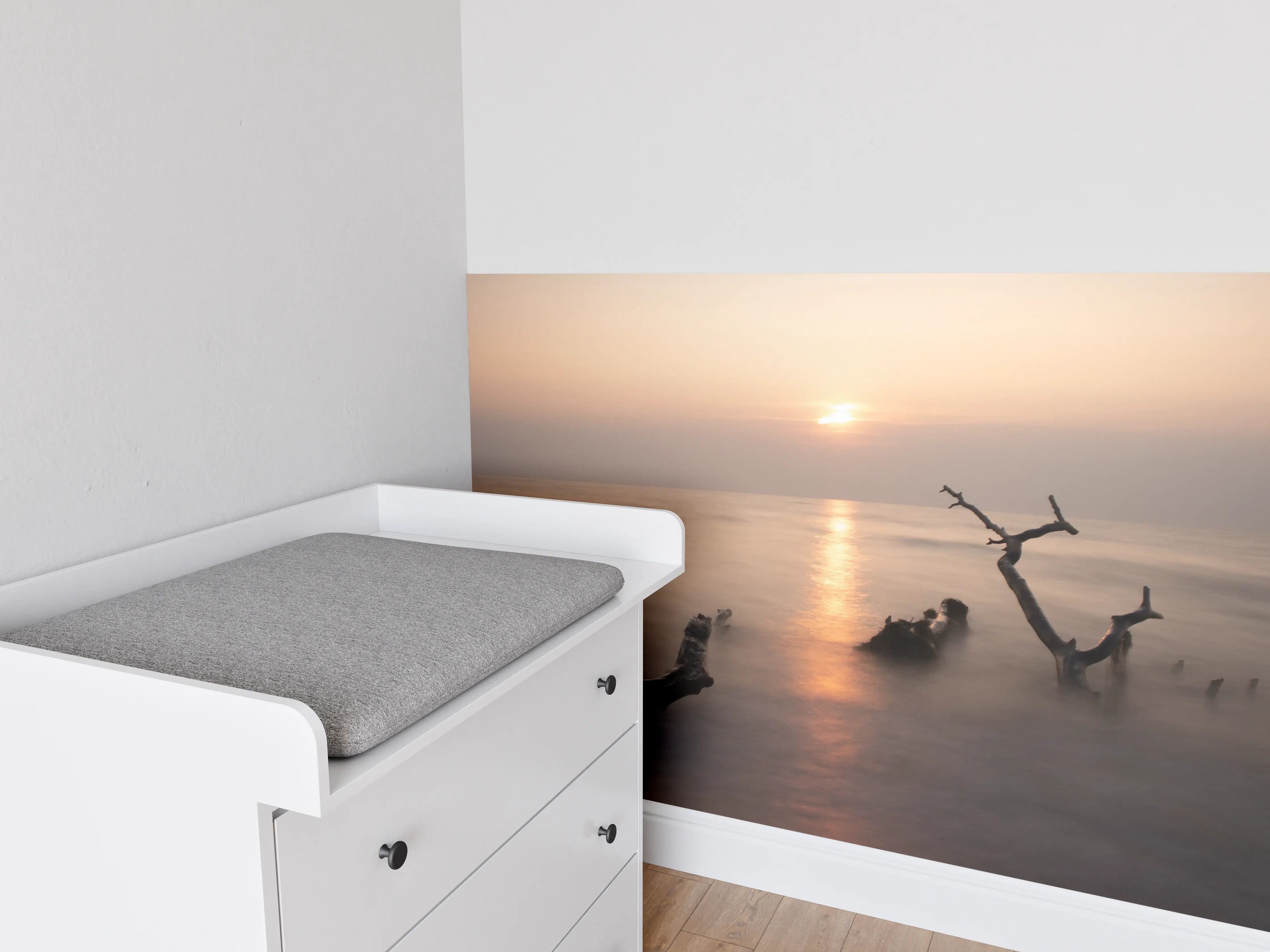 Babyzimmer Wandgestaltung - Sanfter Sonnenuntergang am Meer
