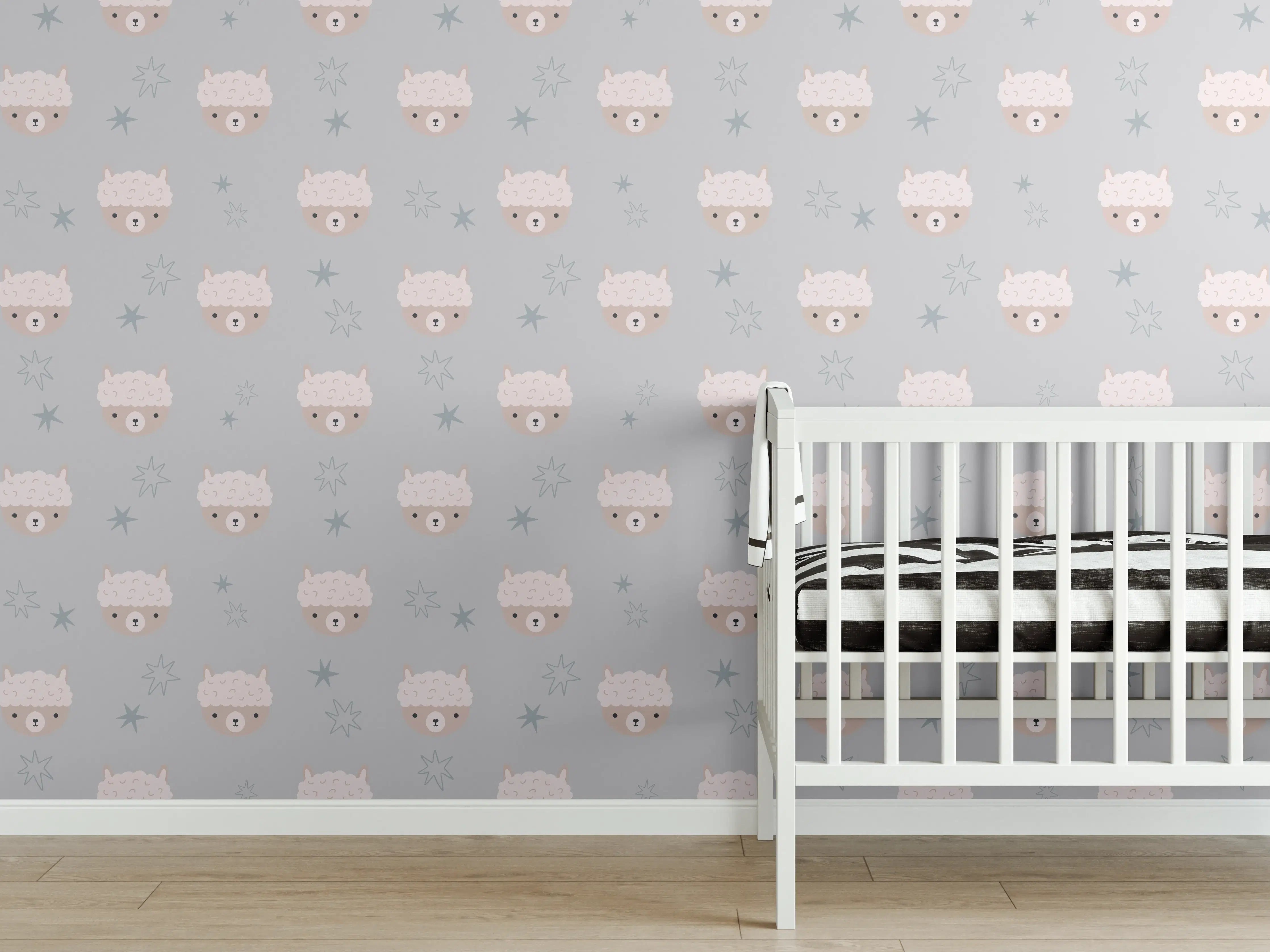 Babyzimmer Wandgestaltung - Schaf im weißen Himmel mit Wolken