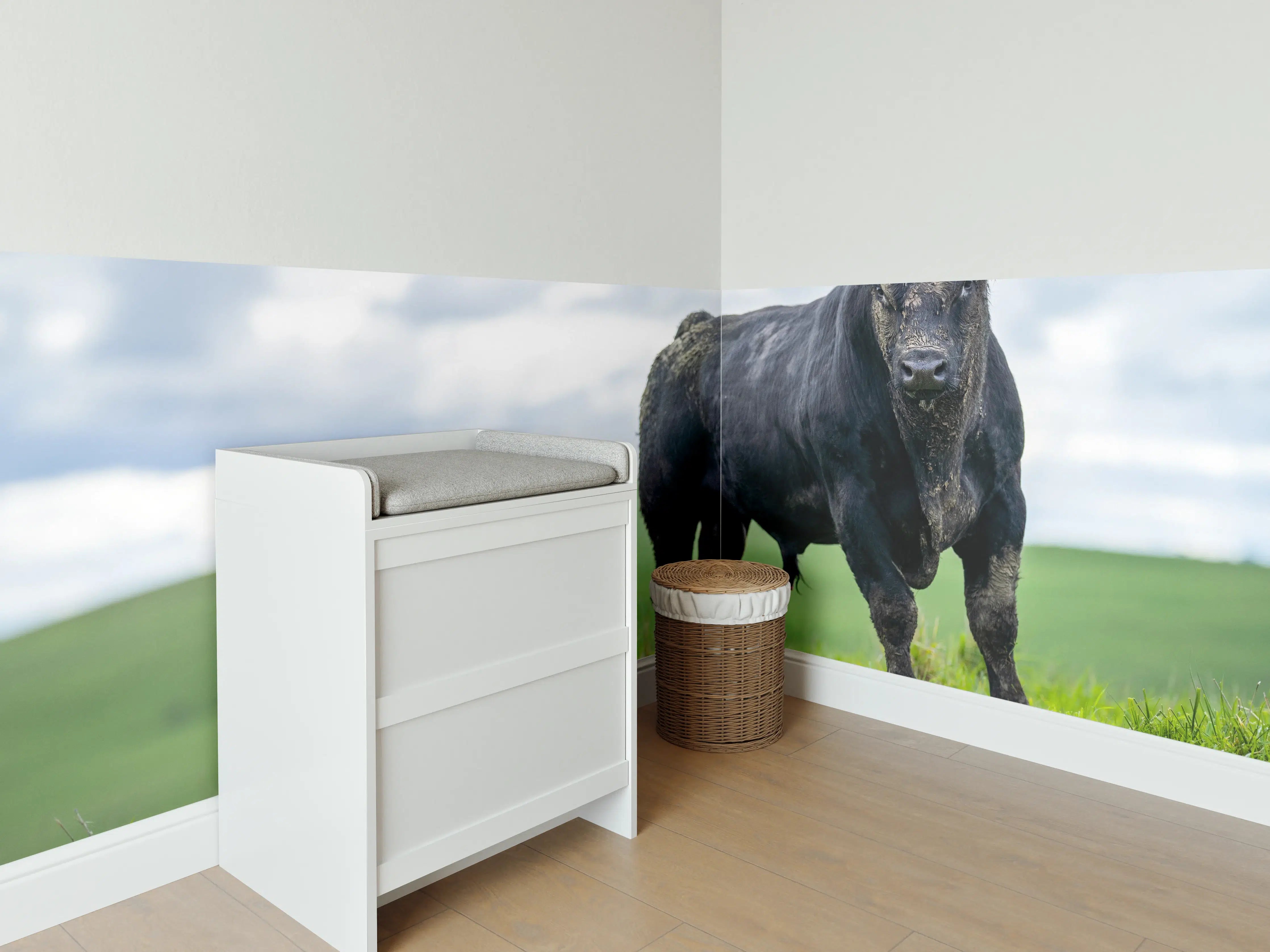 Babyzimmer Wandgestaltung - Schmutziger Aberdeen Angus