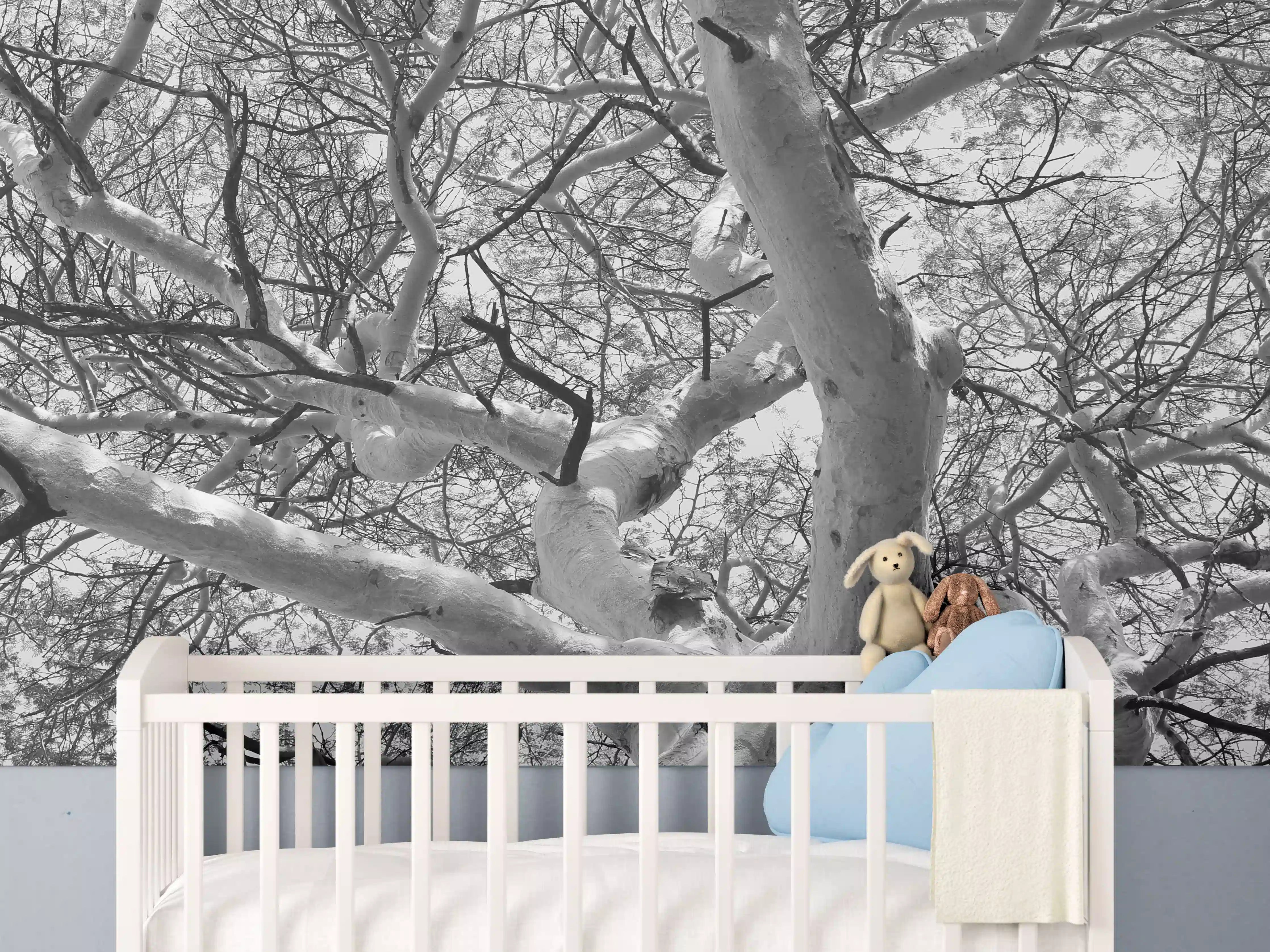 Babyzimmer Wandgestaltung - Schneeüberdeckte Baumkrone