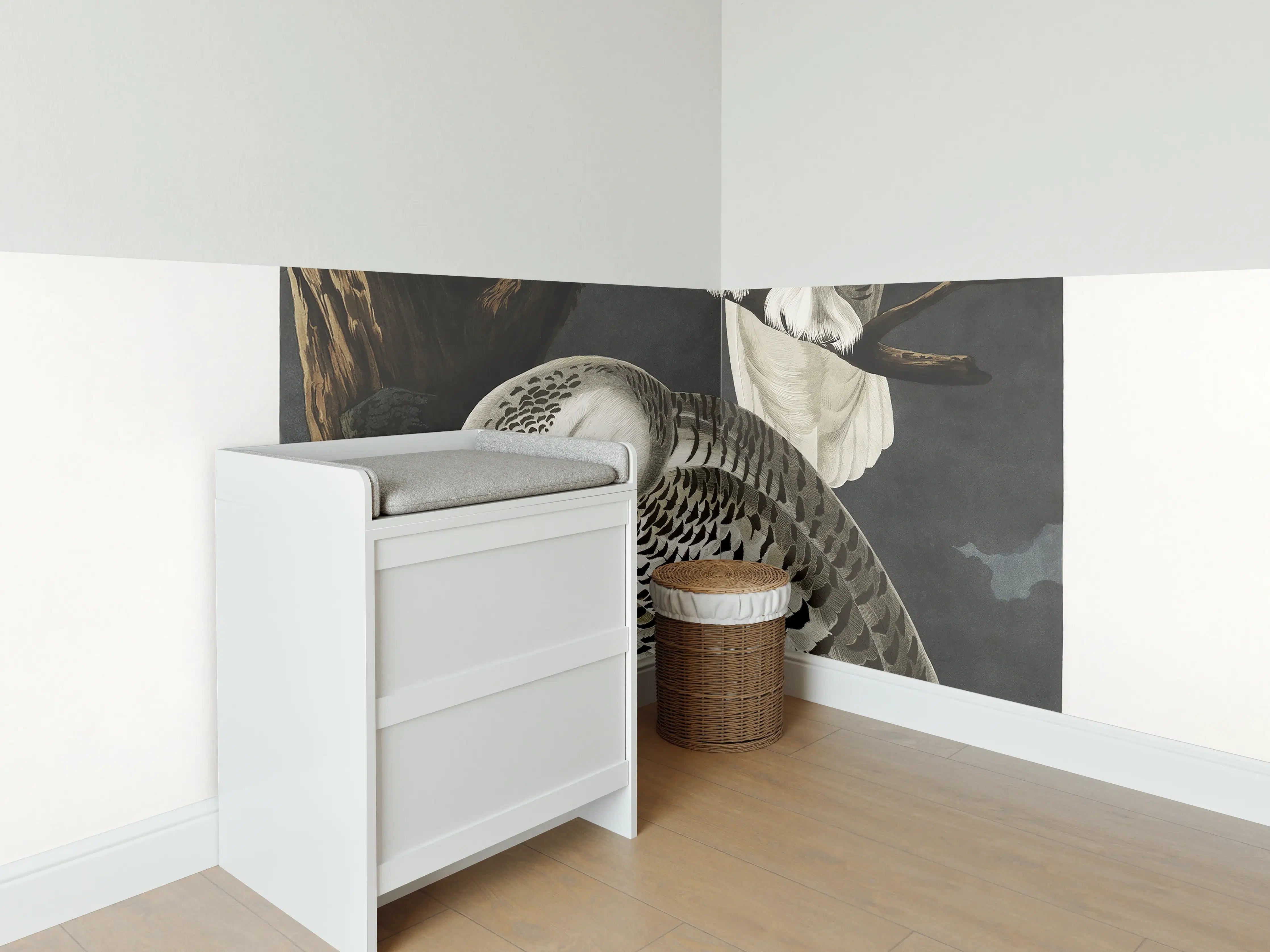 Babyzimmer Wandgestaltung - Schneeweiße Eulen - John James Audubon