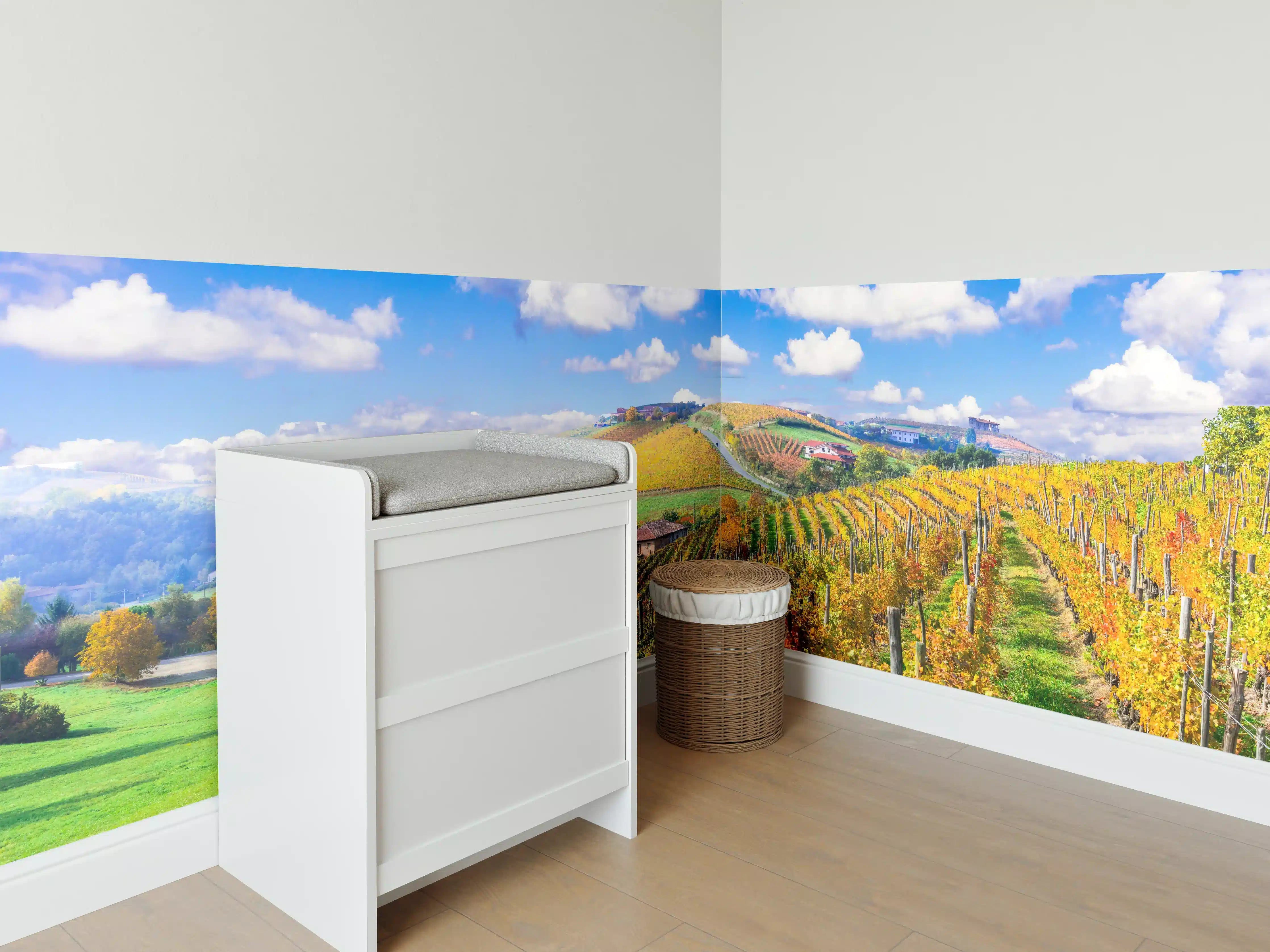 Babyzimmer Wandgestaltung - Schöne Herbstlandschaft mit Weinbergen - Toskana