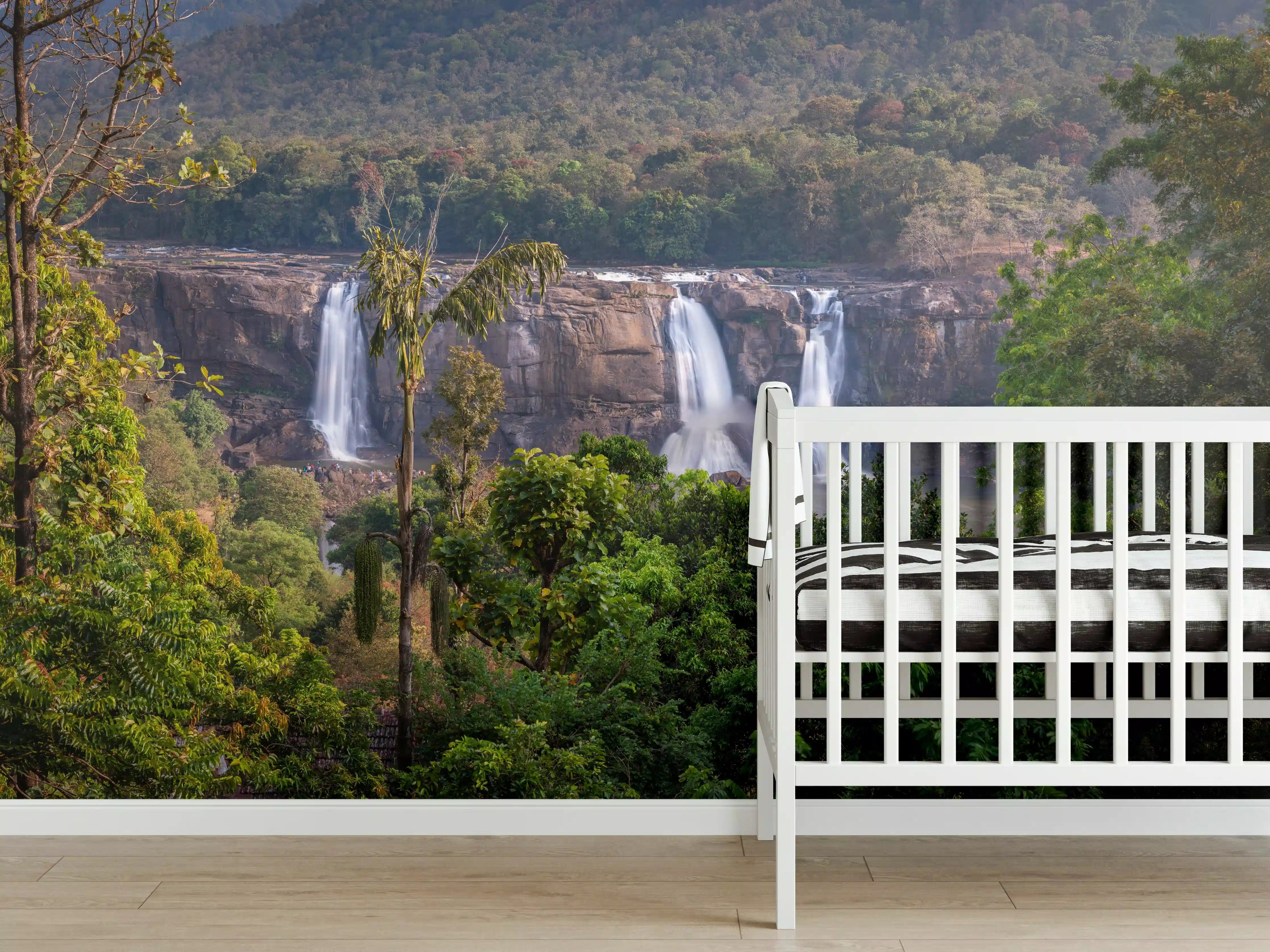 Babyzimmer Wandgestaltung - Schöne Langzeitbelichtung der Athirappilly-Wasserfälle