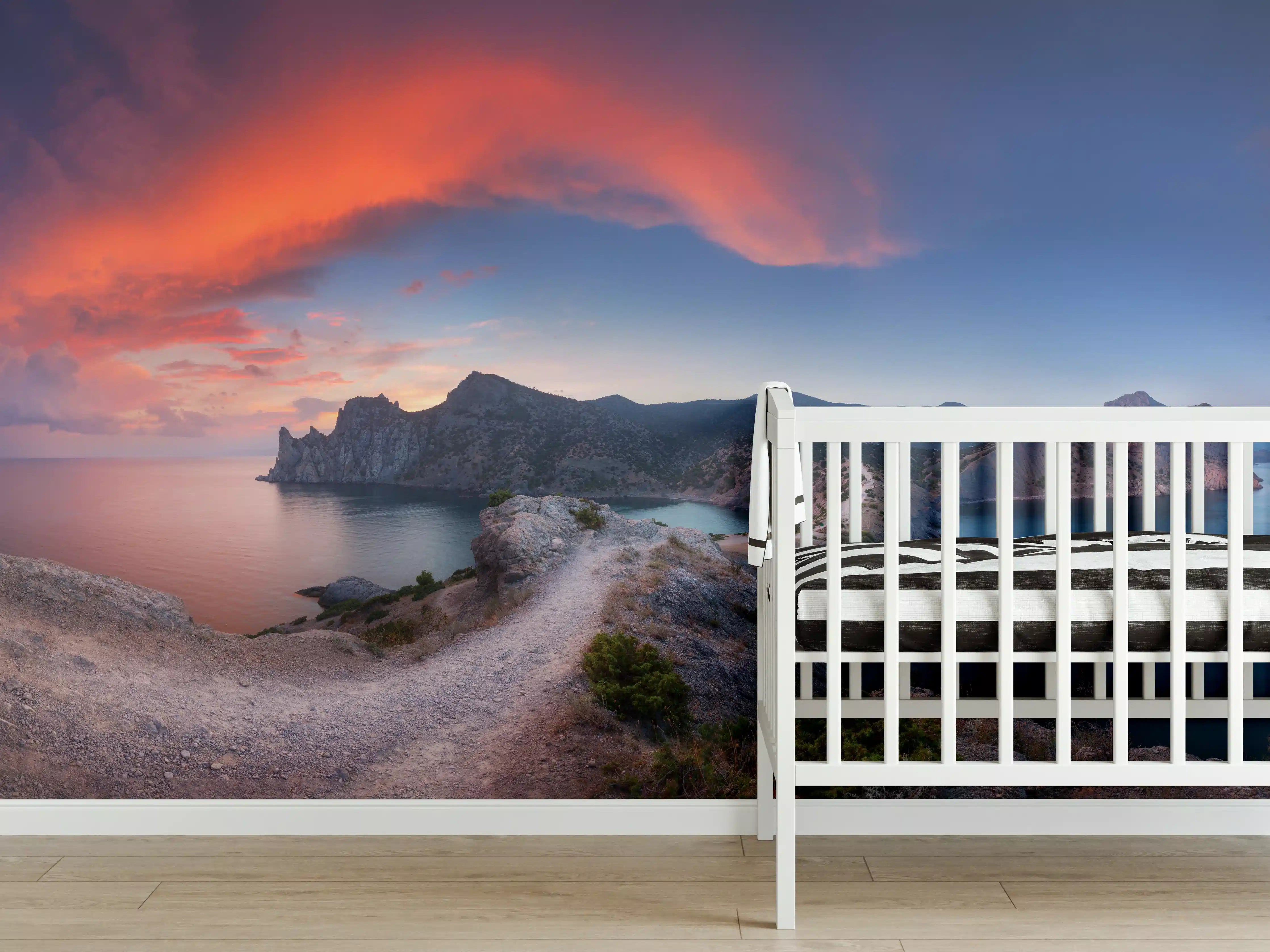 Babyzimmer Wandgestaltung - Schöne Panoramalandschaft mit Bergen