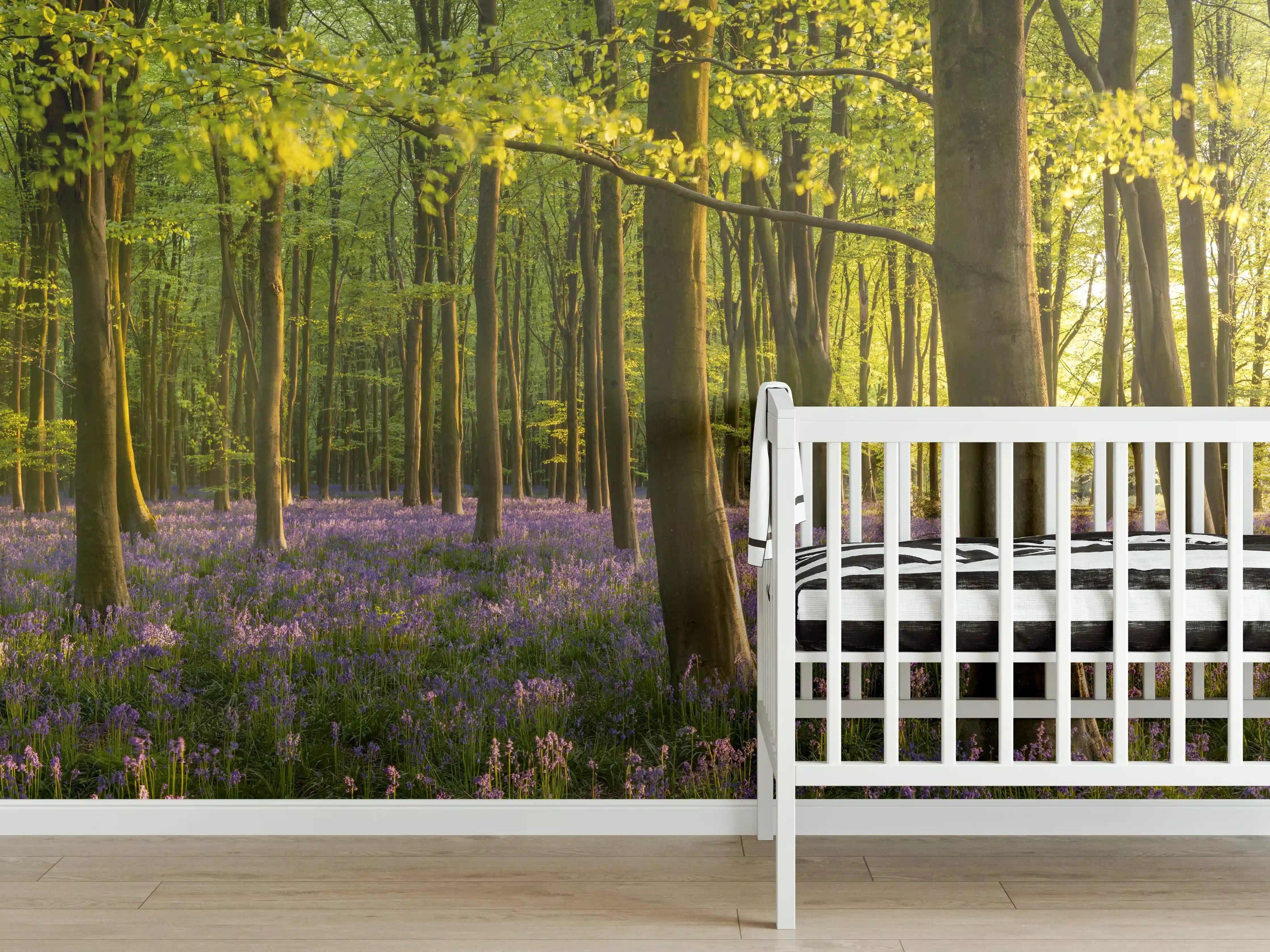 Babyzimmer Wandgestaltung - Schöner Blauglockenwald