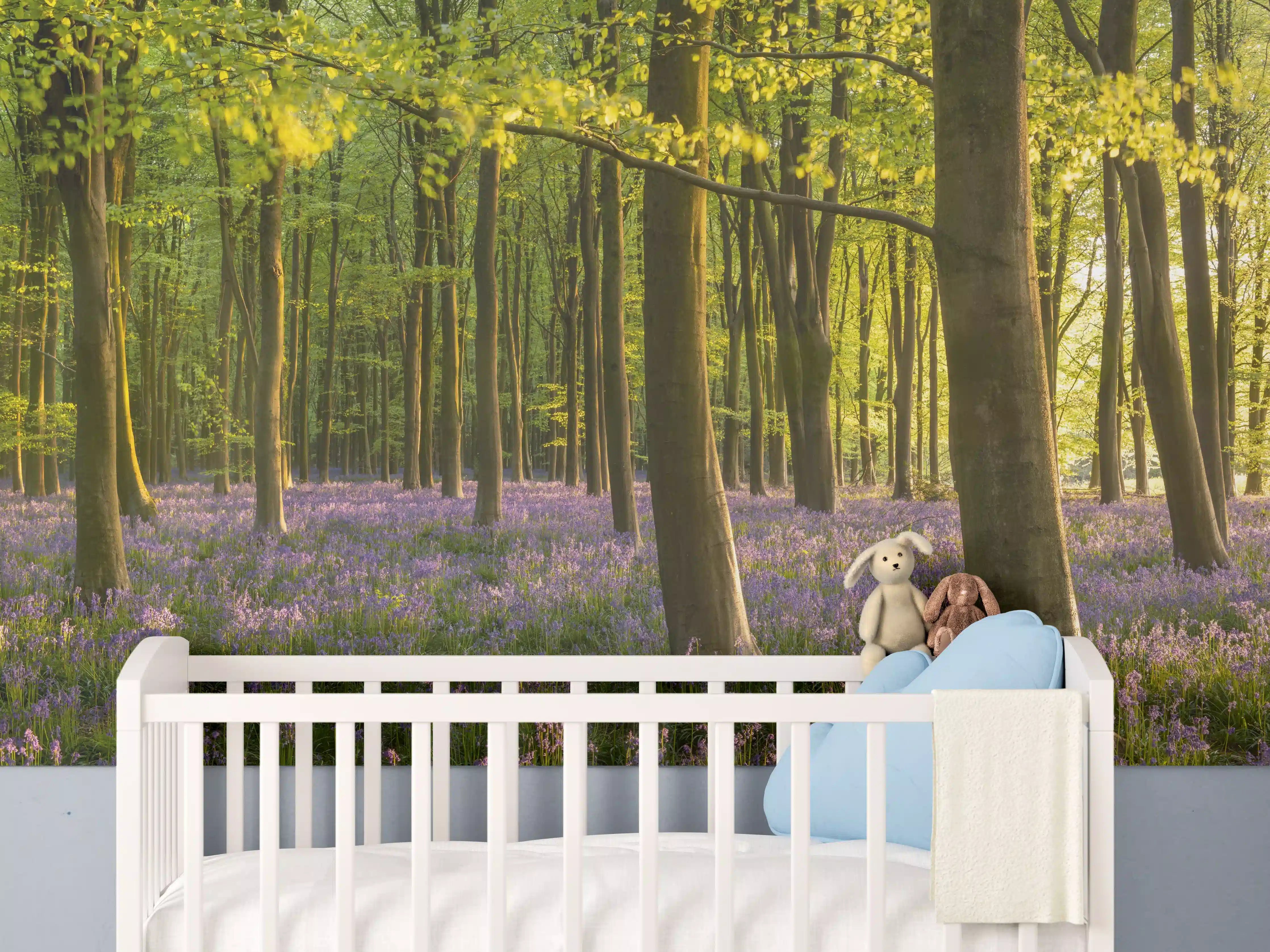 Babyzimmer Wandgestaltung - Schöner Blauglockenwald