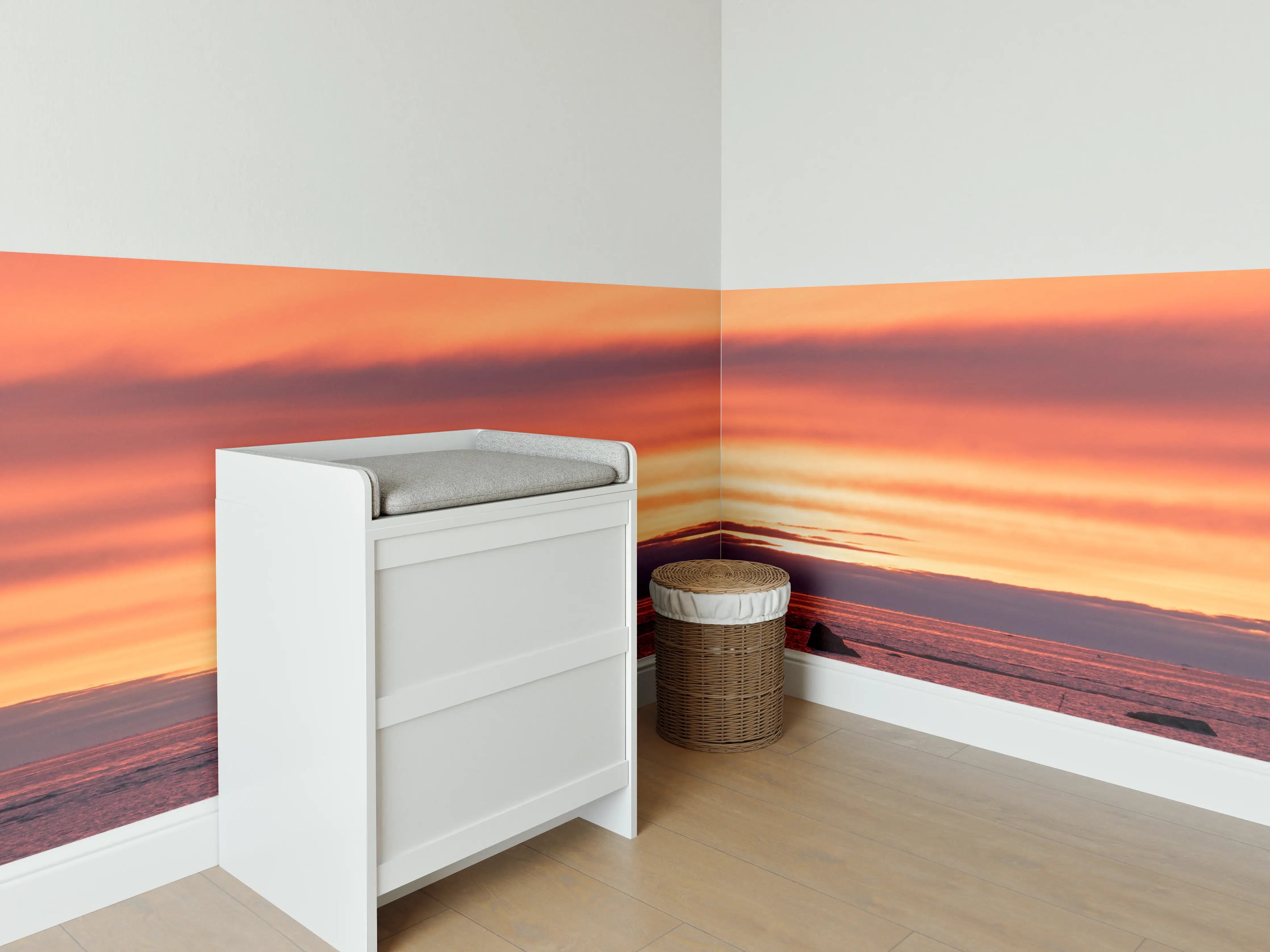 Babyzimmer Wandgestaltung - Schöner Sonnenuntergang am Meer