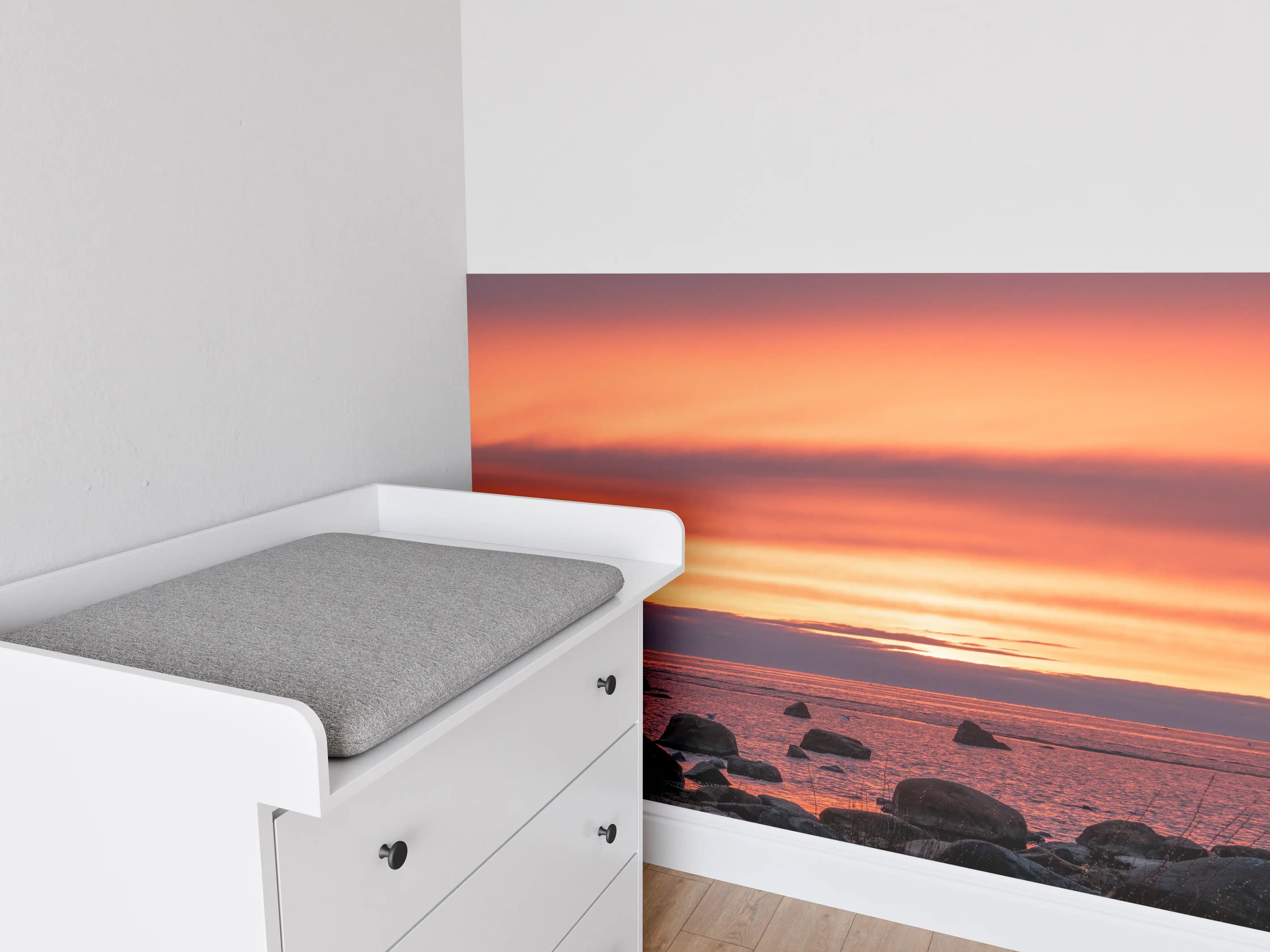 Babyzimmer Wandgestaltung - Schöner Sonnenuntergang am Meer