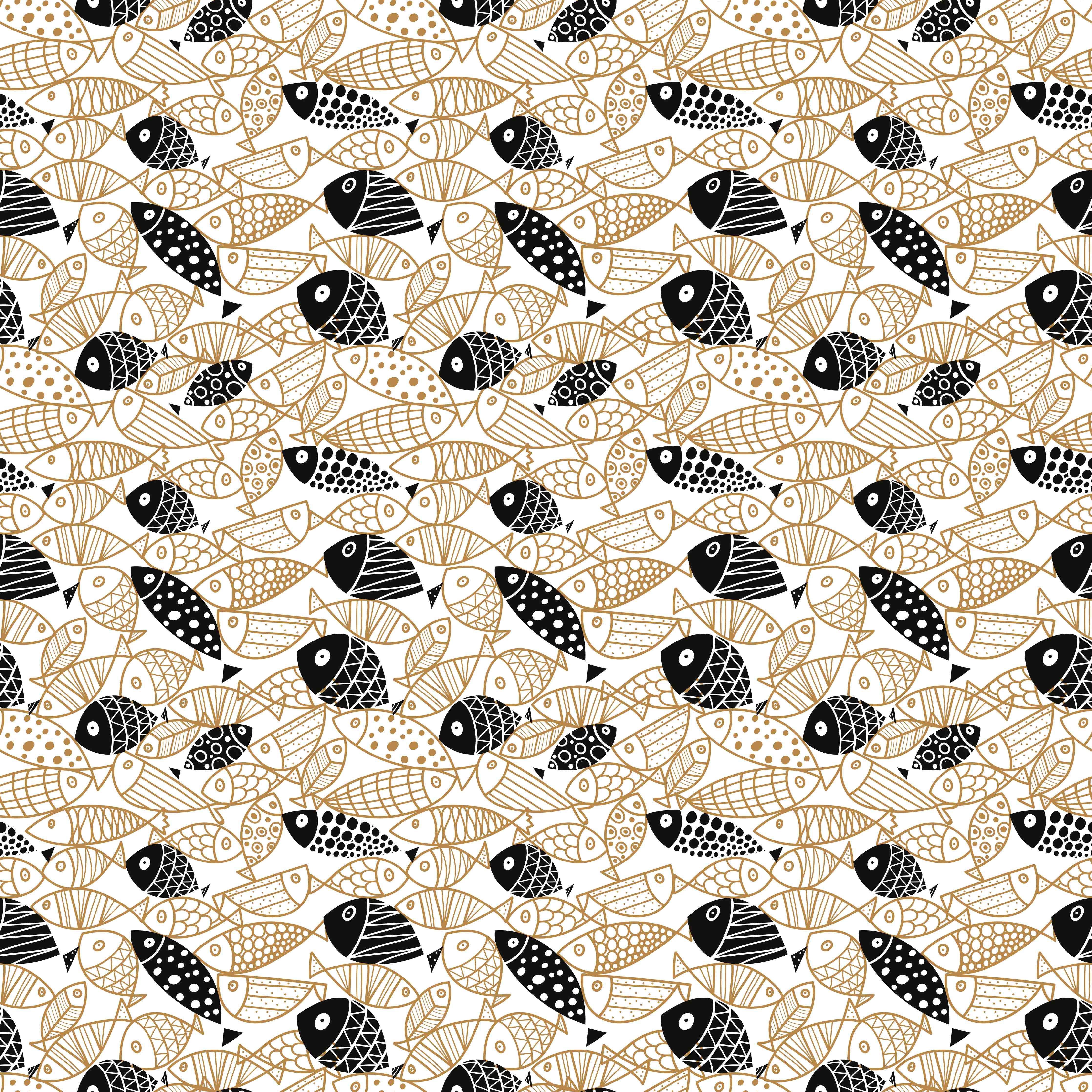 Babyzimmer Wandgestaltung-Schwarz-Gold Fische Muster