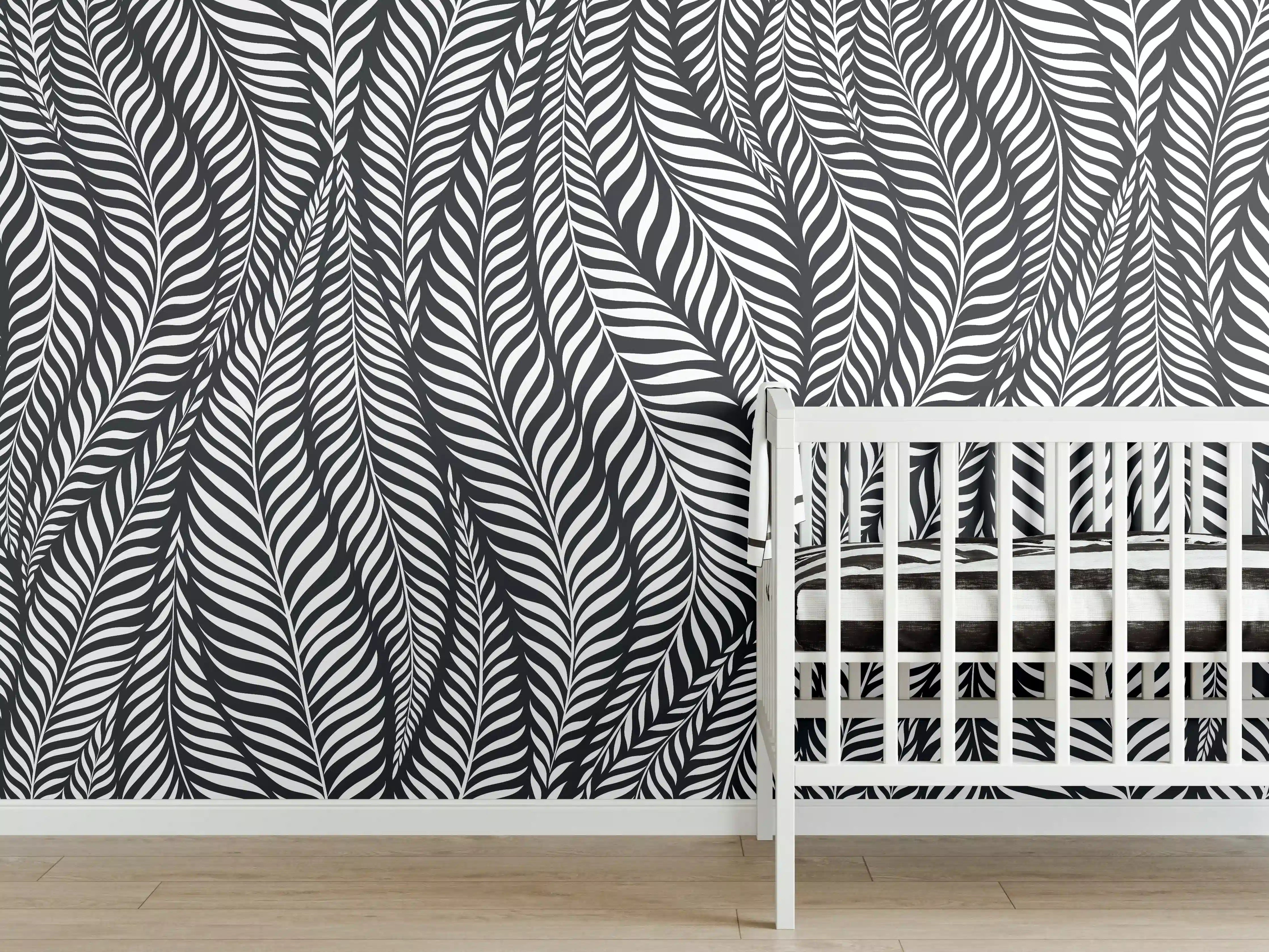Babyzimmer Wandgestaltung - Schwarz-Weiß-Optik für eleganten Stil
