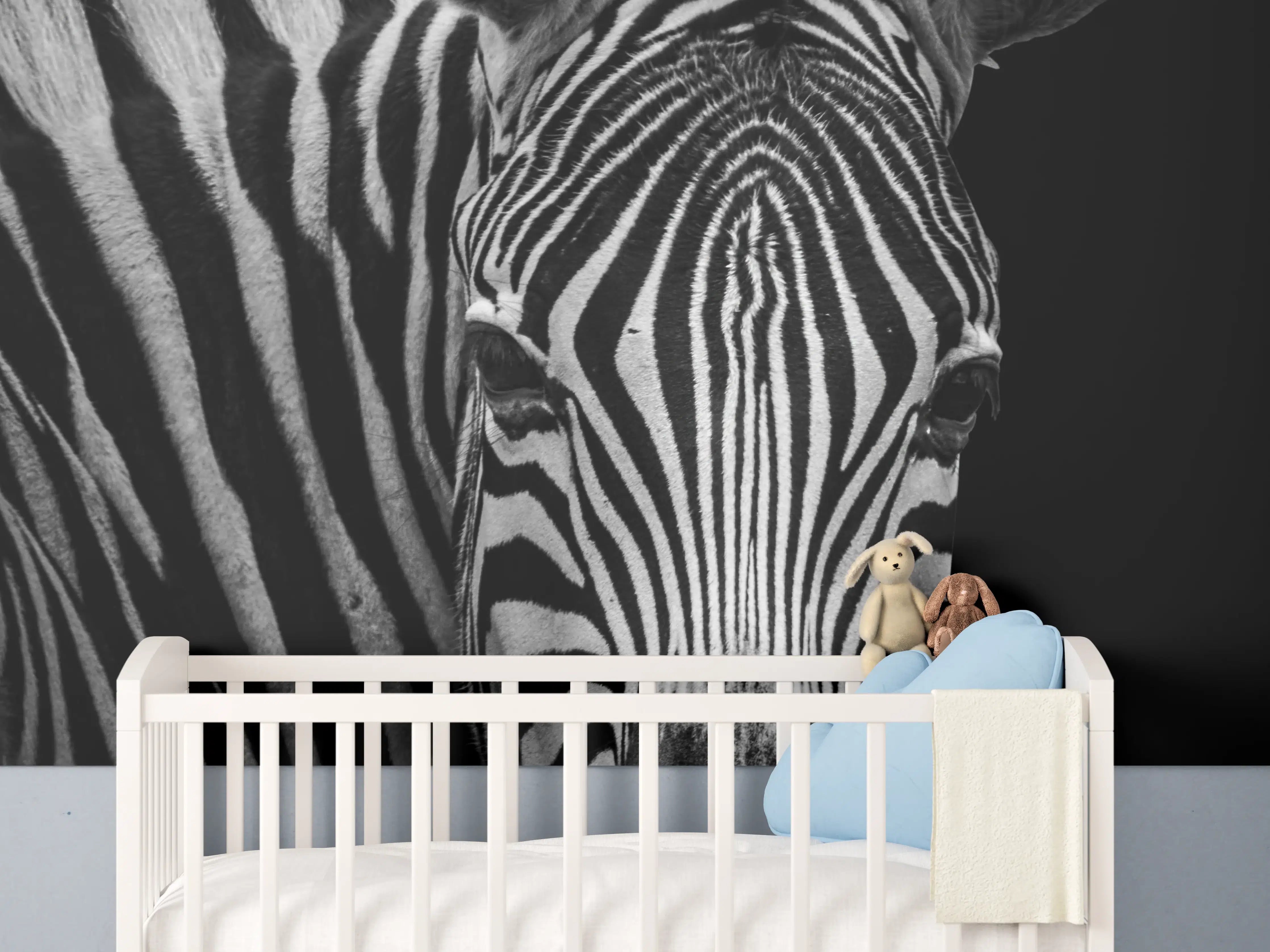 Babyzimmer Wandgestaltung - Schwarz-Weiß Zebra Porträt