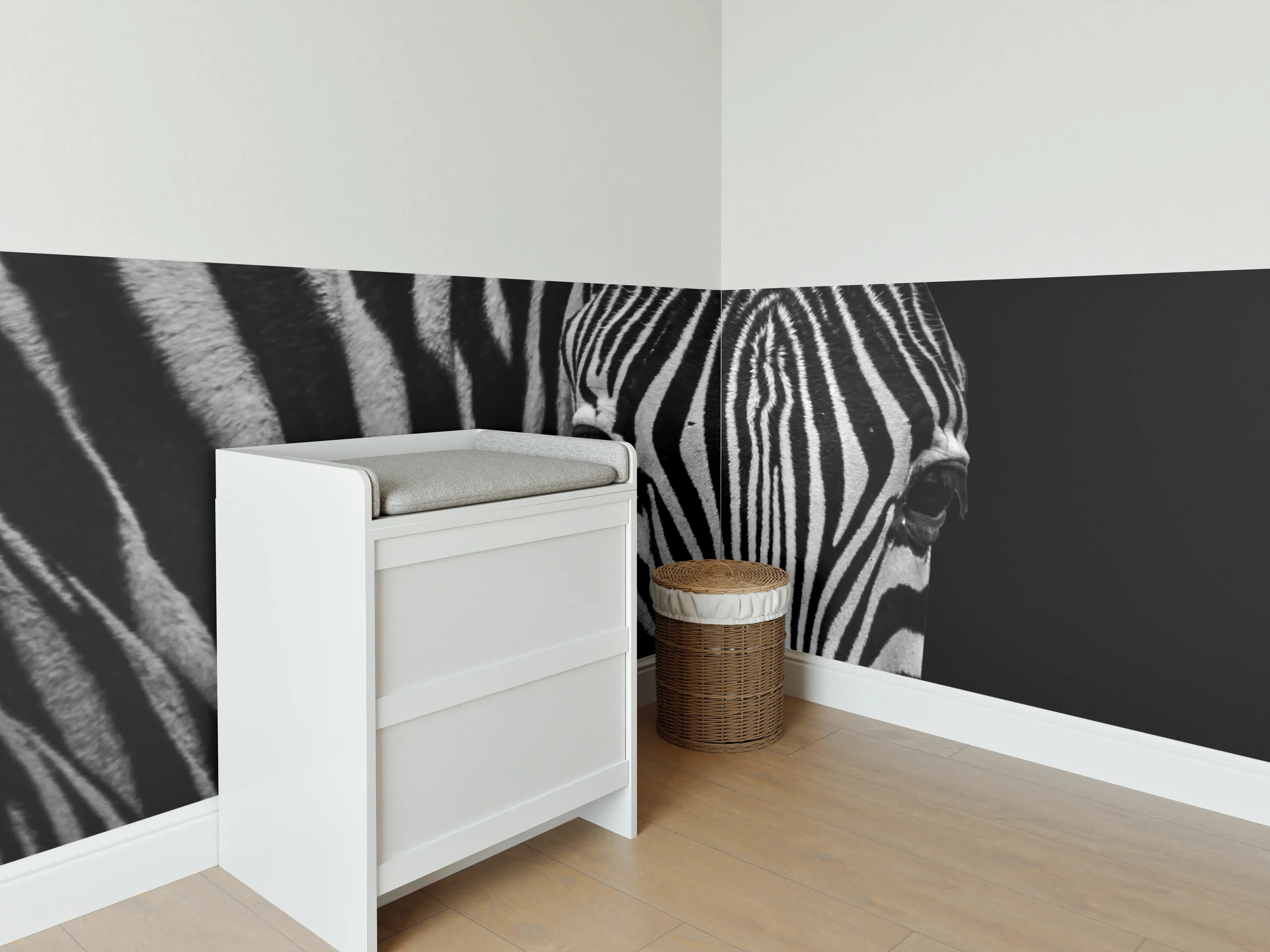 Babyzimmer Wandgestaltung - Schwarz-Weiß Zebra Porträt