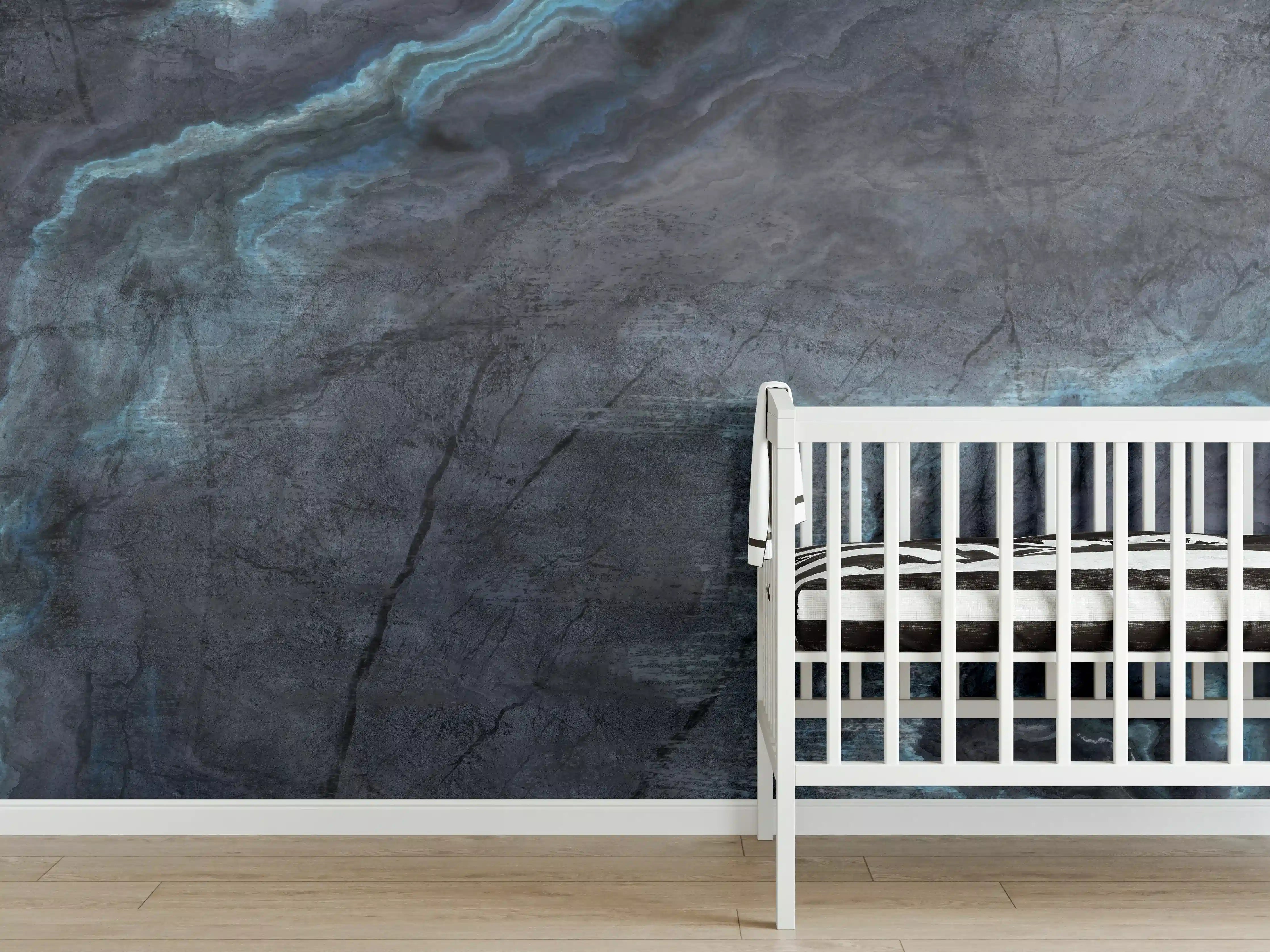 Babyzimmer Wandgestaltung - Schwarz-blauer Steinhintergrund
