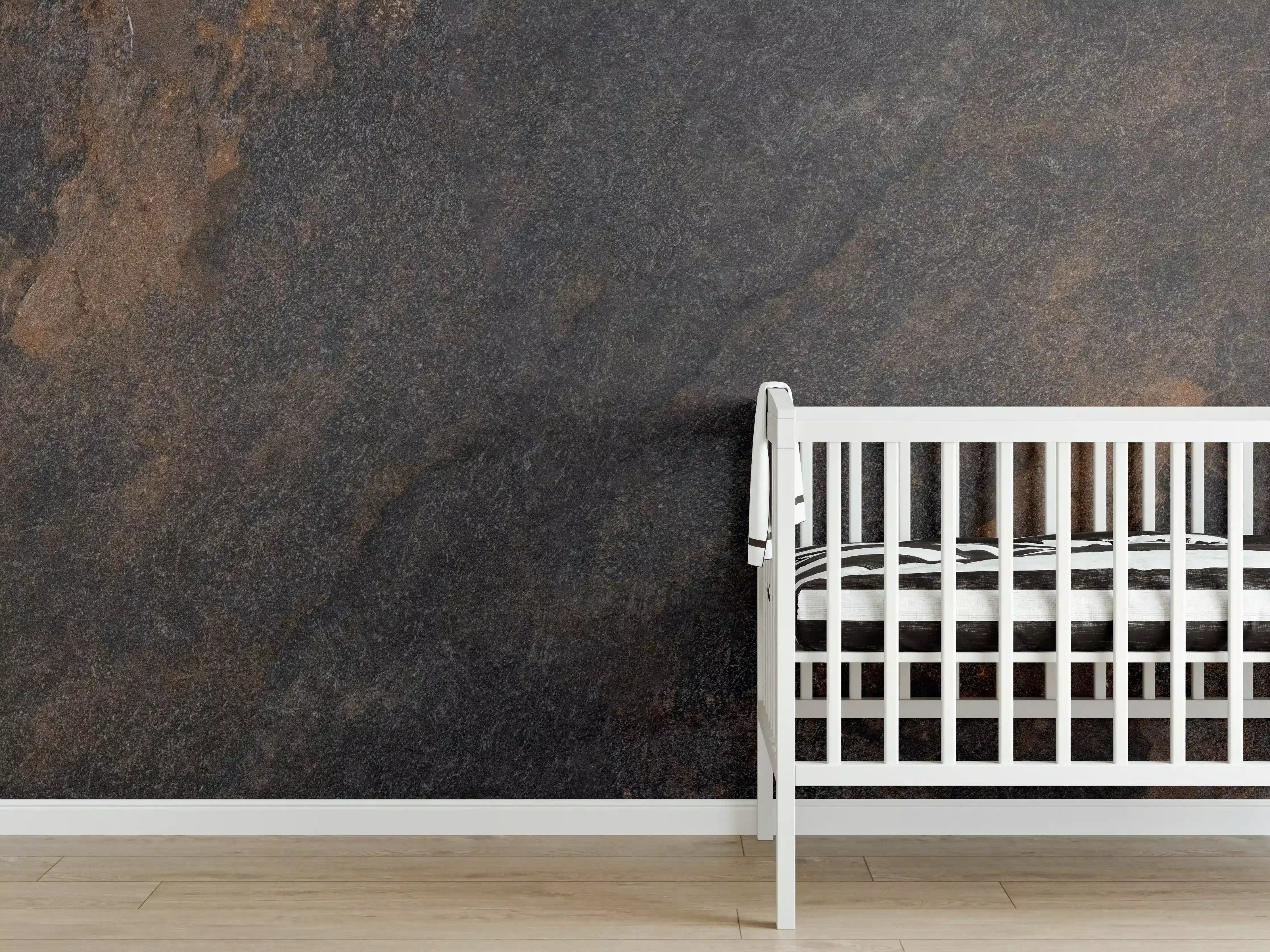 Babyzimmer Wandgestaltung - Schwarz braun rostigen Stein Fliesen