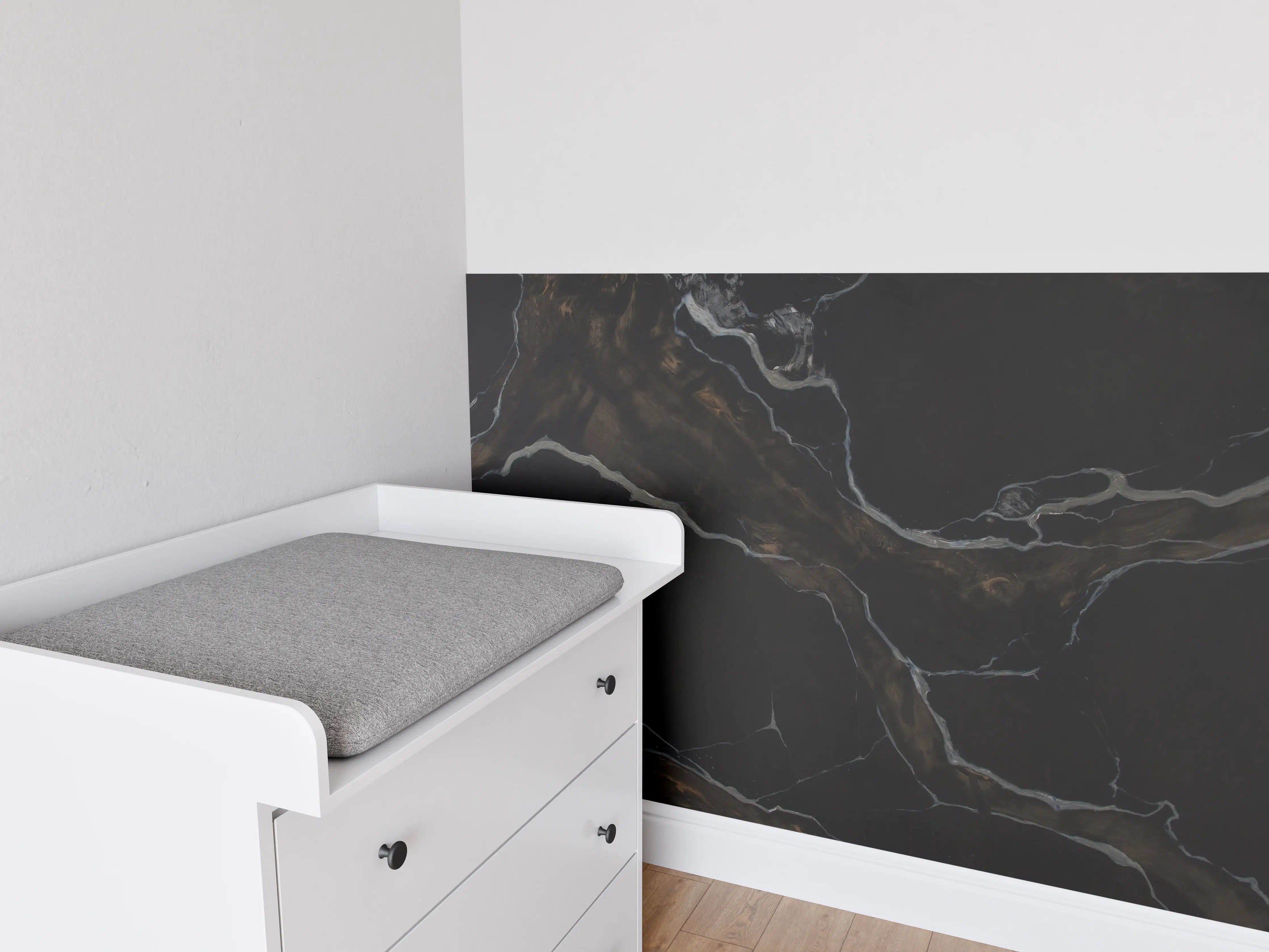 Babyzimmer Wandgestaltung - Schwarz-brauner Marmor