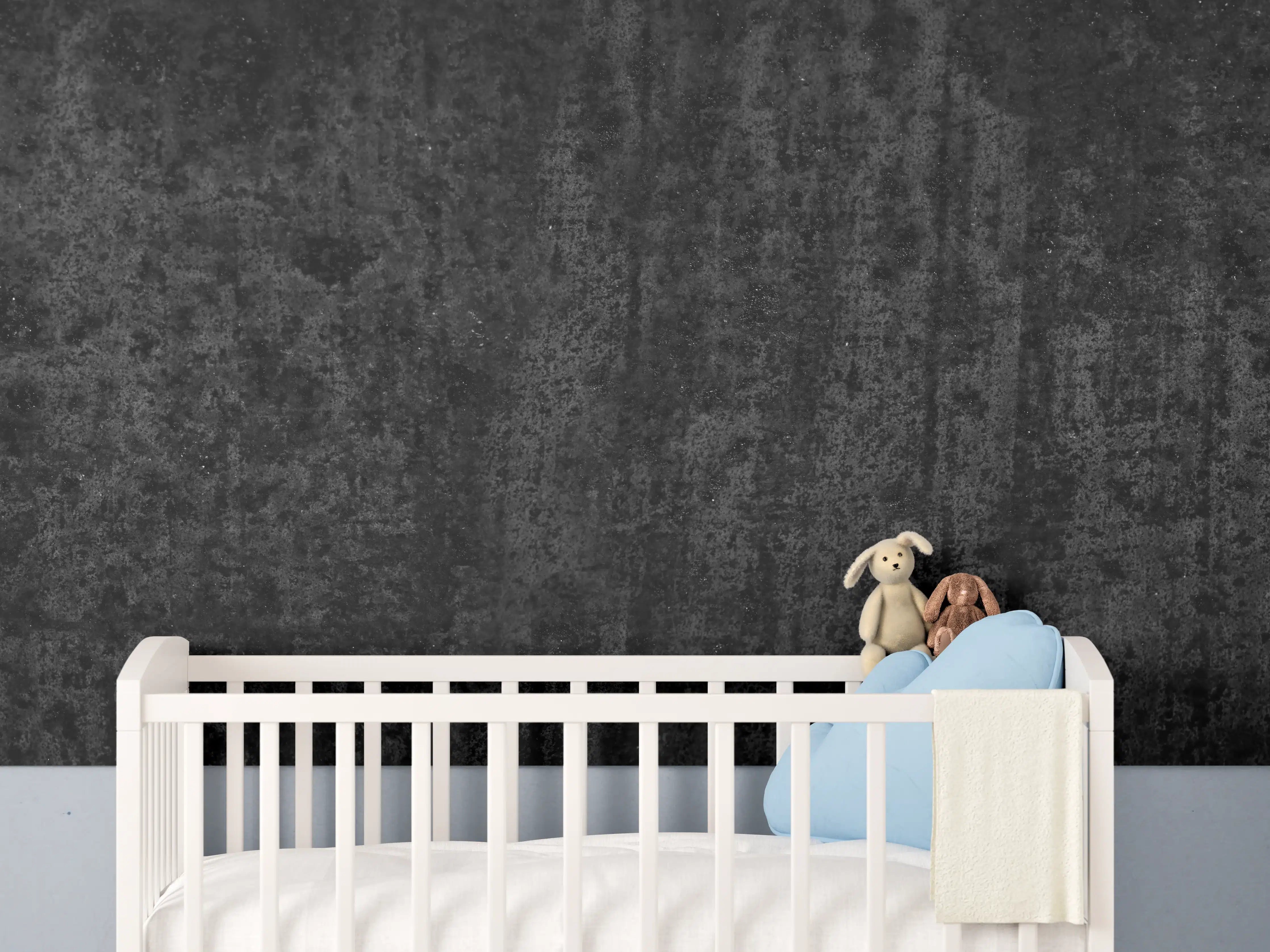 Babyzimmer Wandgestaltung - Schwarz-graue Rosttextur