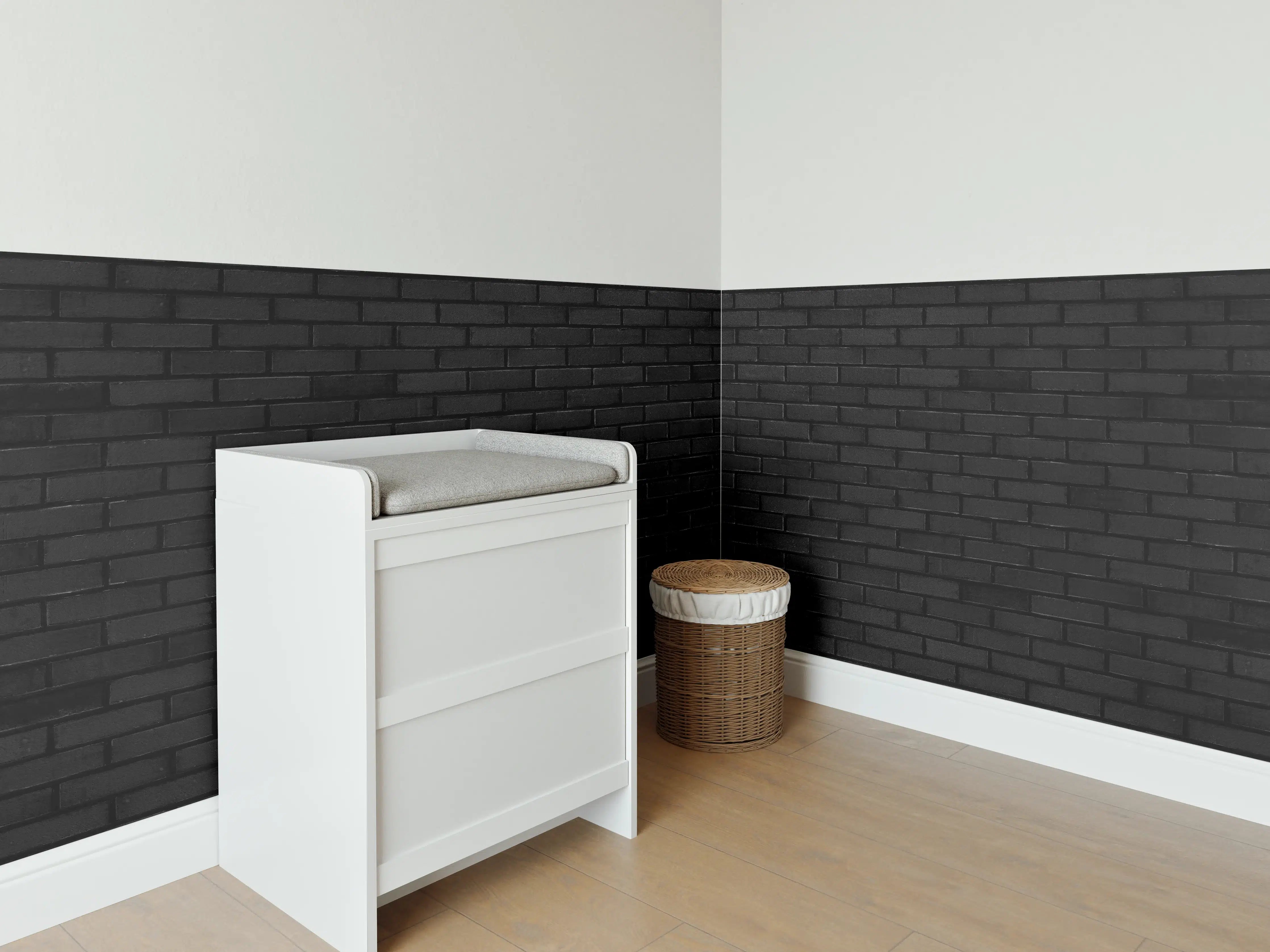 Babyzimmer Wandgestaltung - Schwarze Backsteinmauer 1