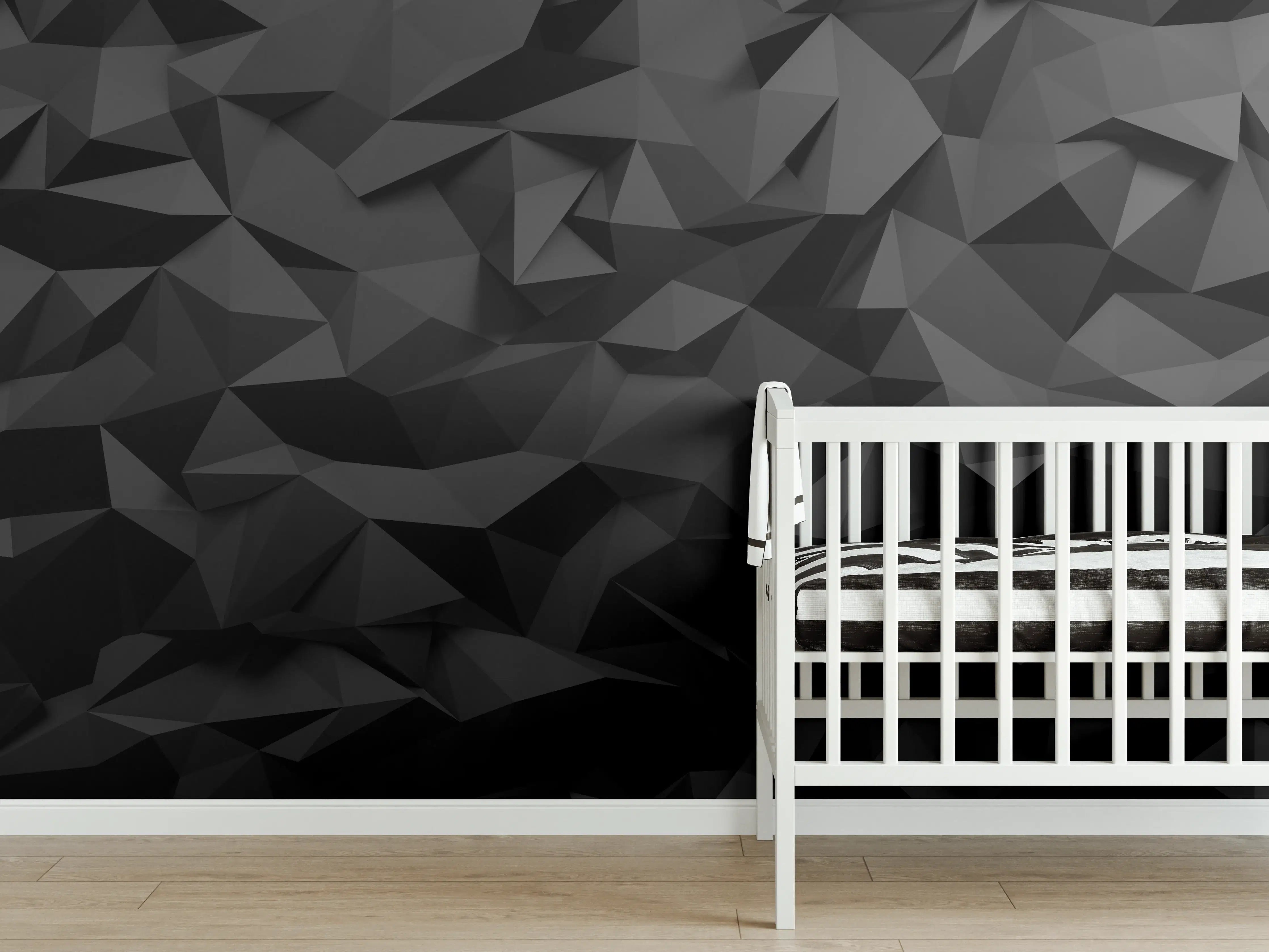 Babyzimmer Wandgestaltung - Schwarze Polygon-Muster Textur