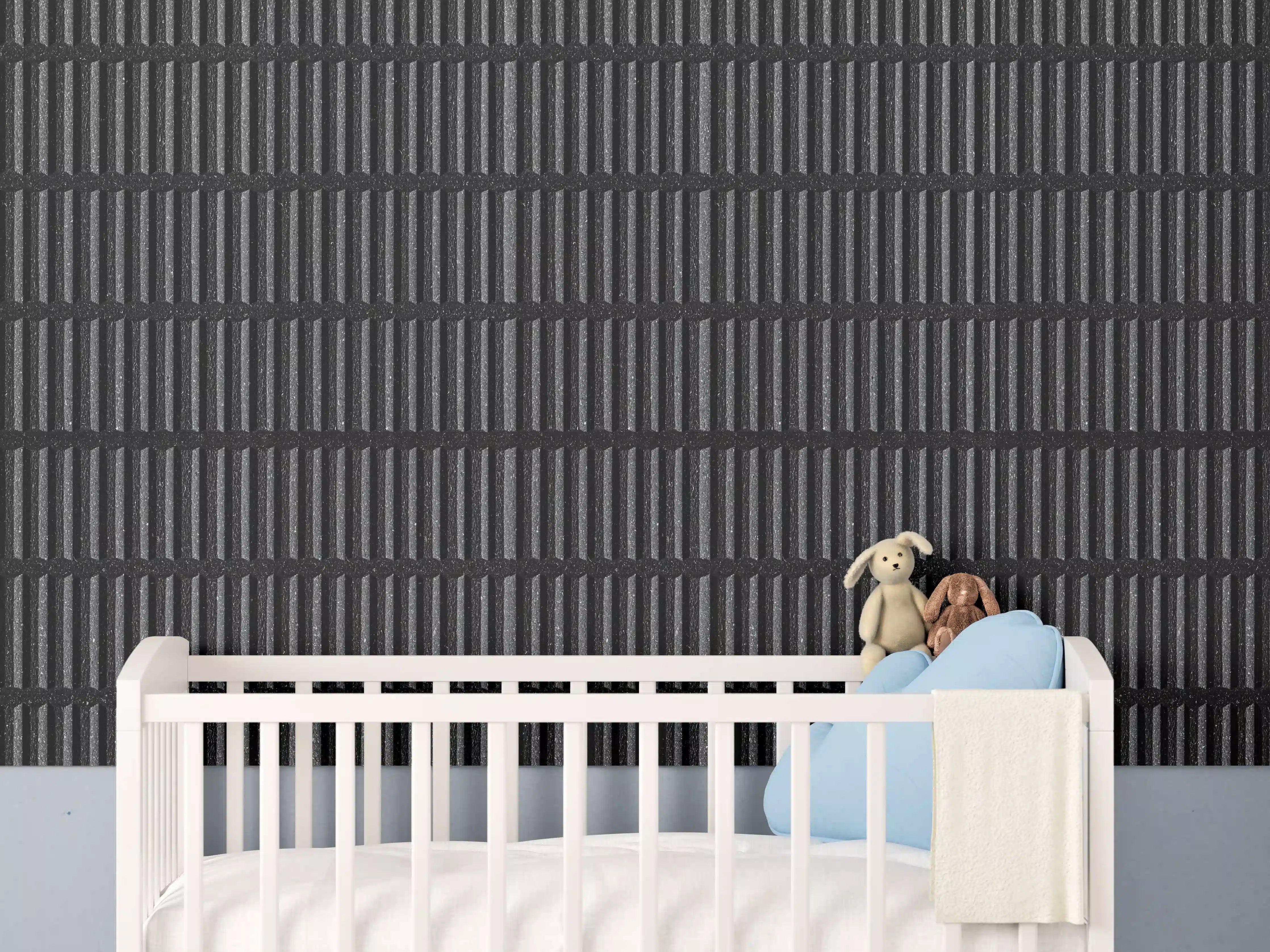 Babyzimmer Wandgestaltung - Schwarze Stein Ziegel Textur