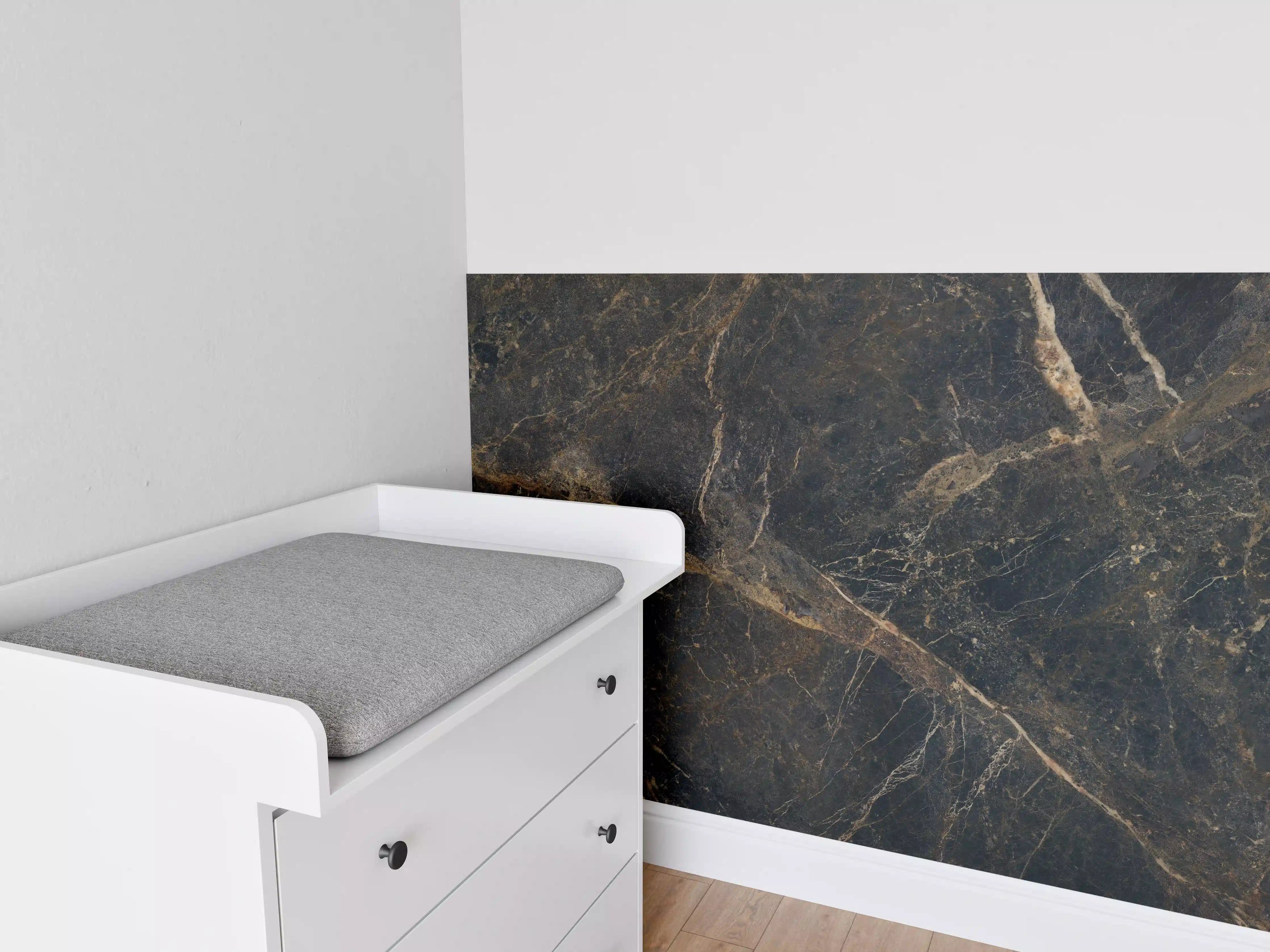 Babyzimmer Wandgestaltung - Schwarze edle Marmortextur