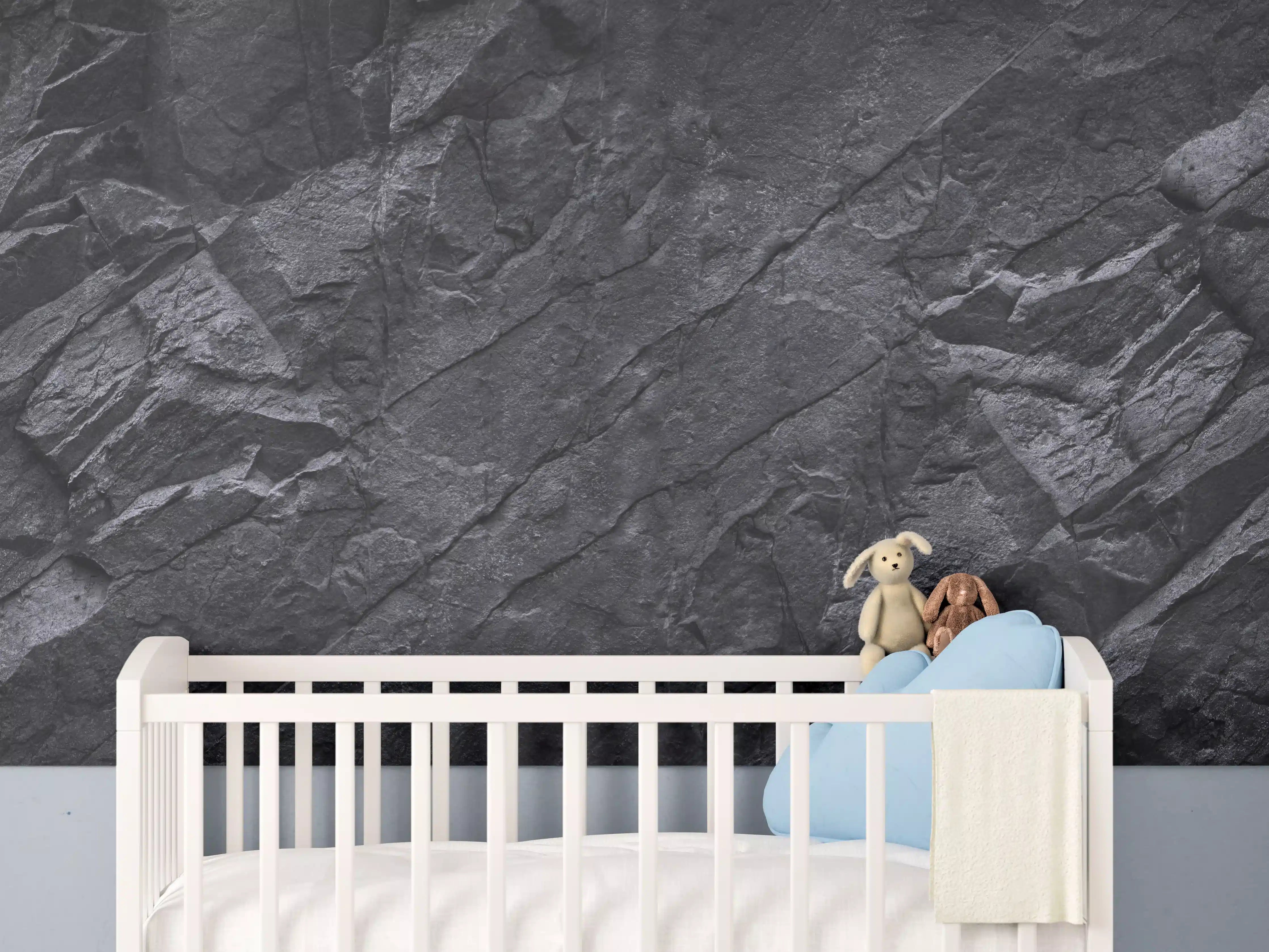 Babyzimmer Wandgestaltung - Schwarzer Fels