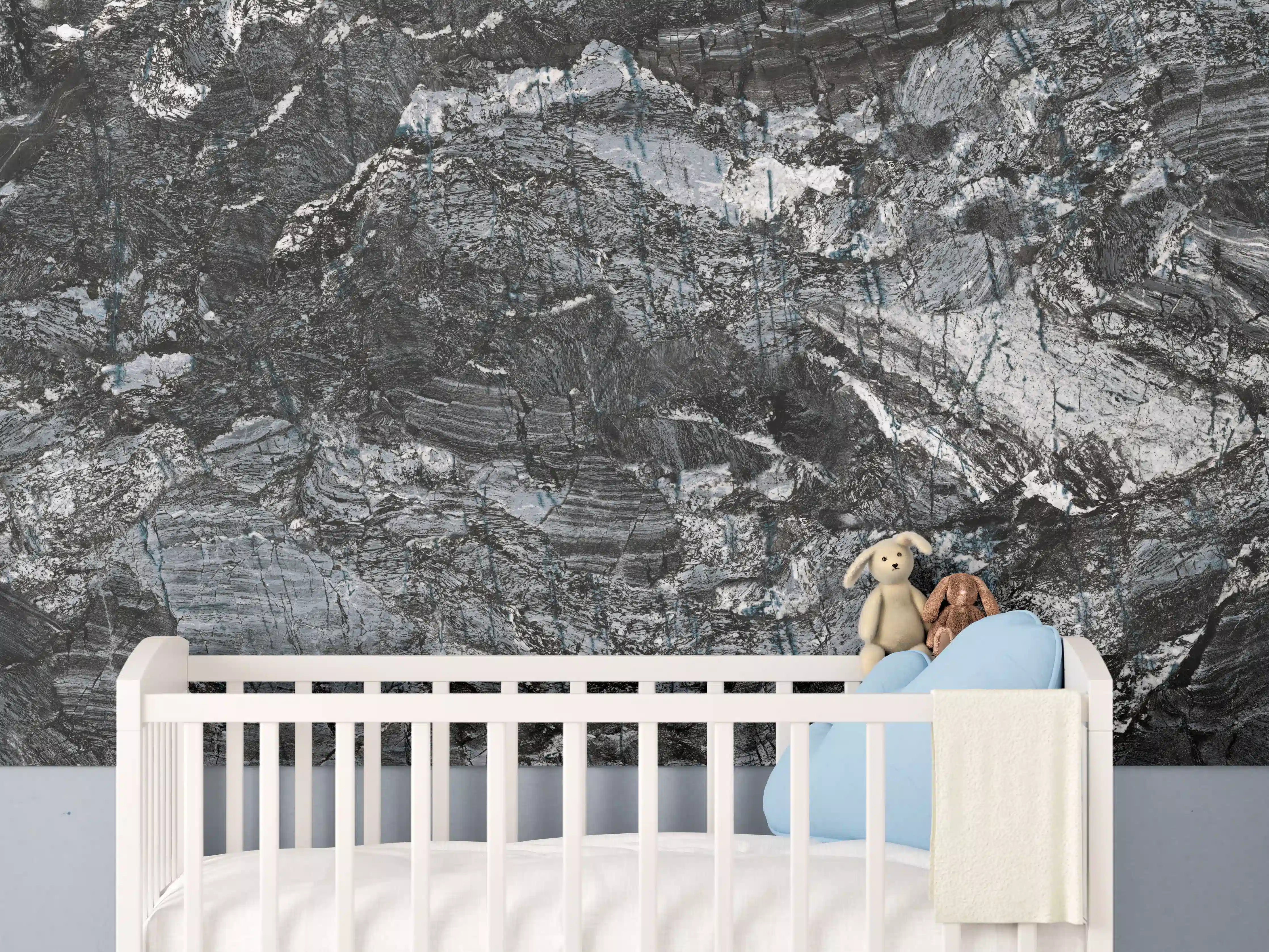 Babyzimmer Wandgestaltung - Schwarzer Marmor - Natur