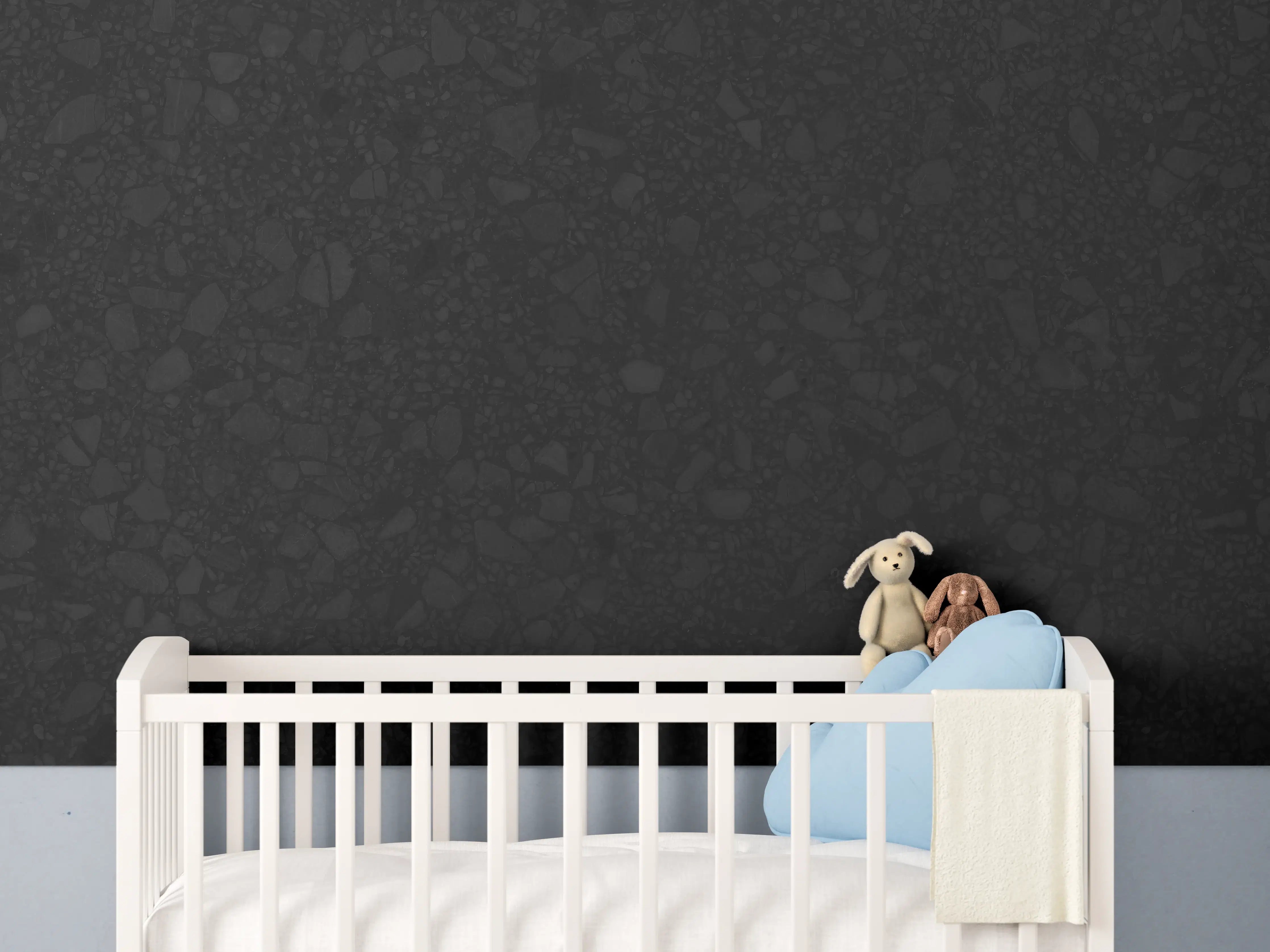 Babyzimmer Wandgestaltung - Schwarzer Sandstein