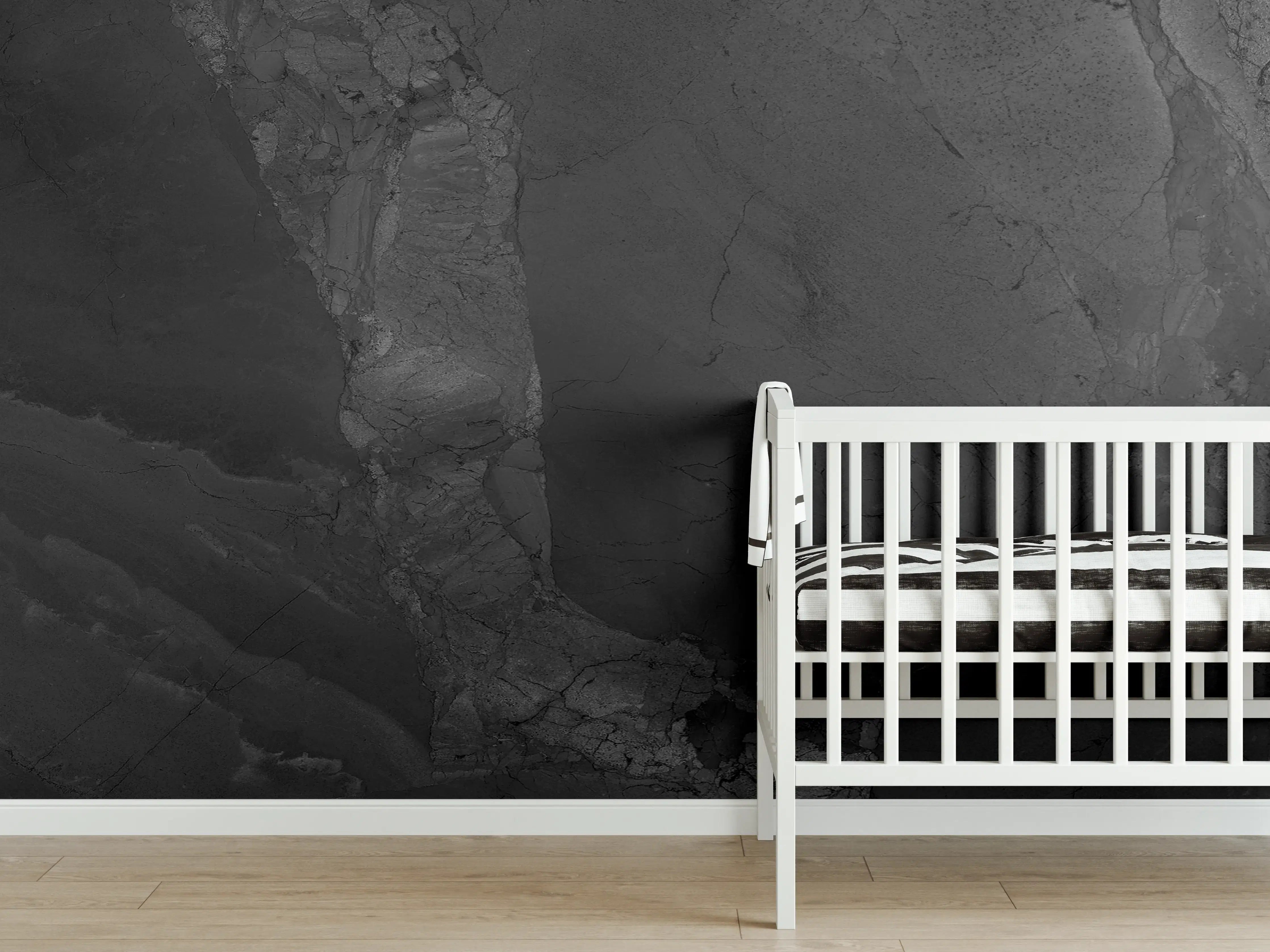 Babyzimmer Wandgestaltung - Schwarzer dunkler Marmor-Muster