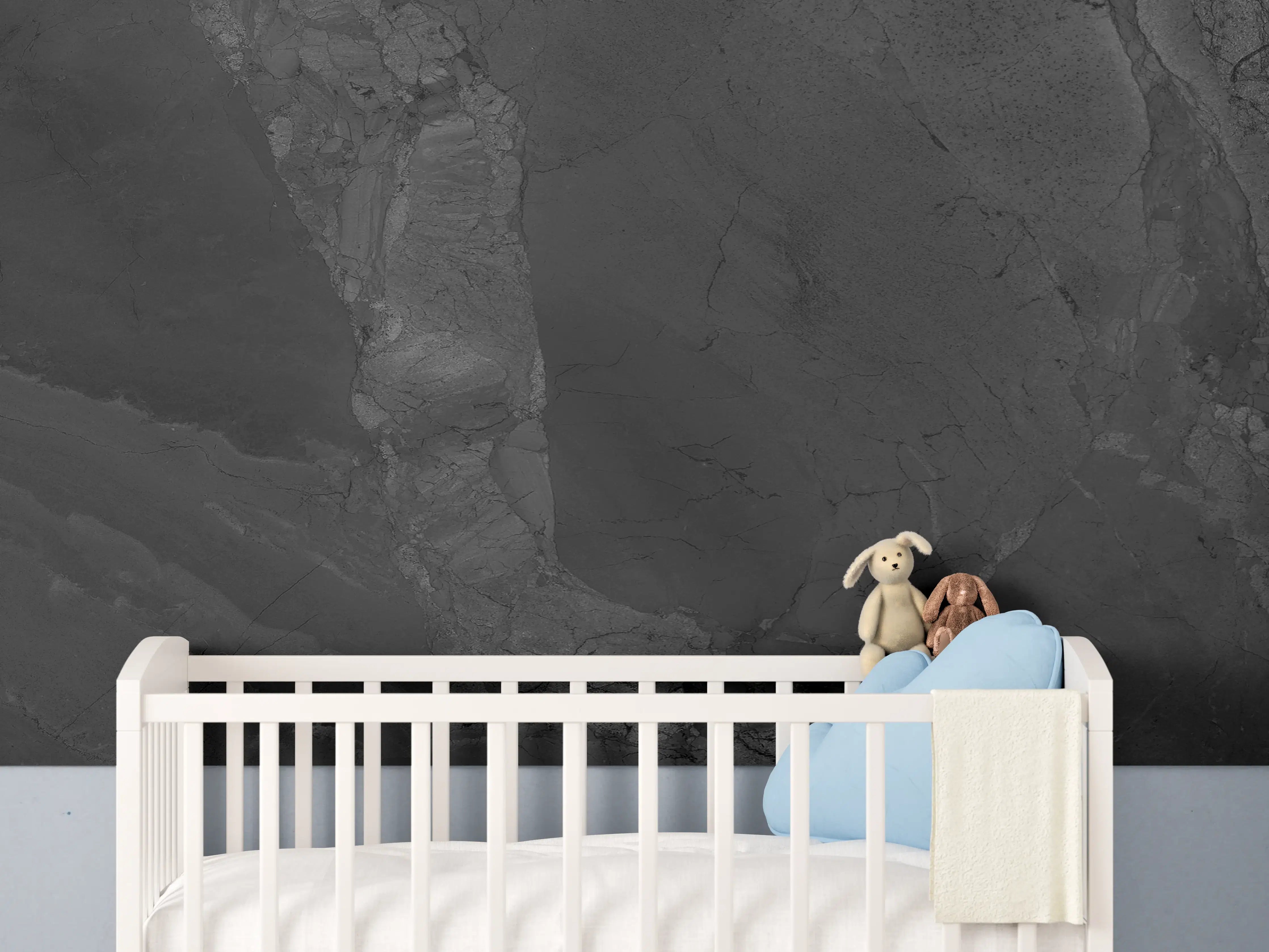 Babyzimmer Wandgestaltung - Schwarzer dunkler Marmor-Muster