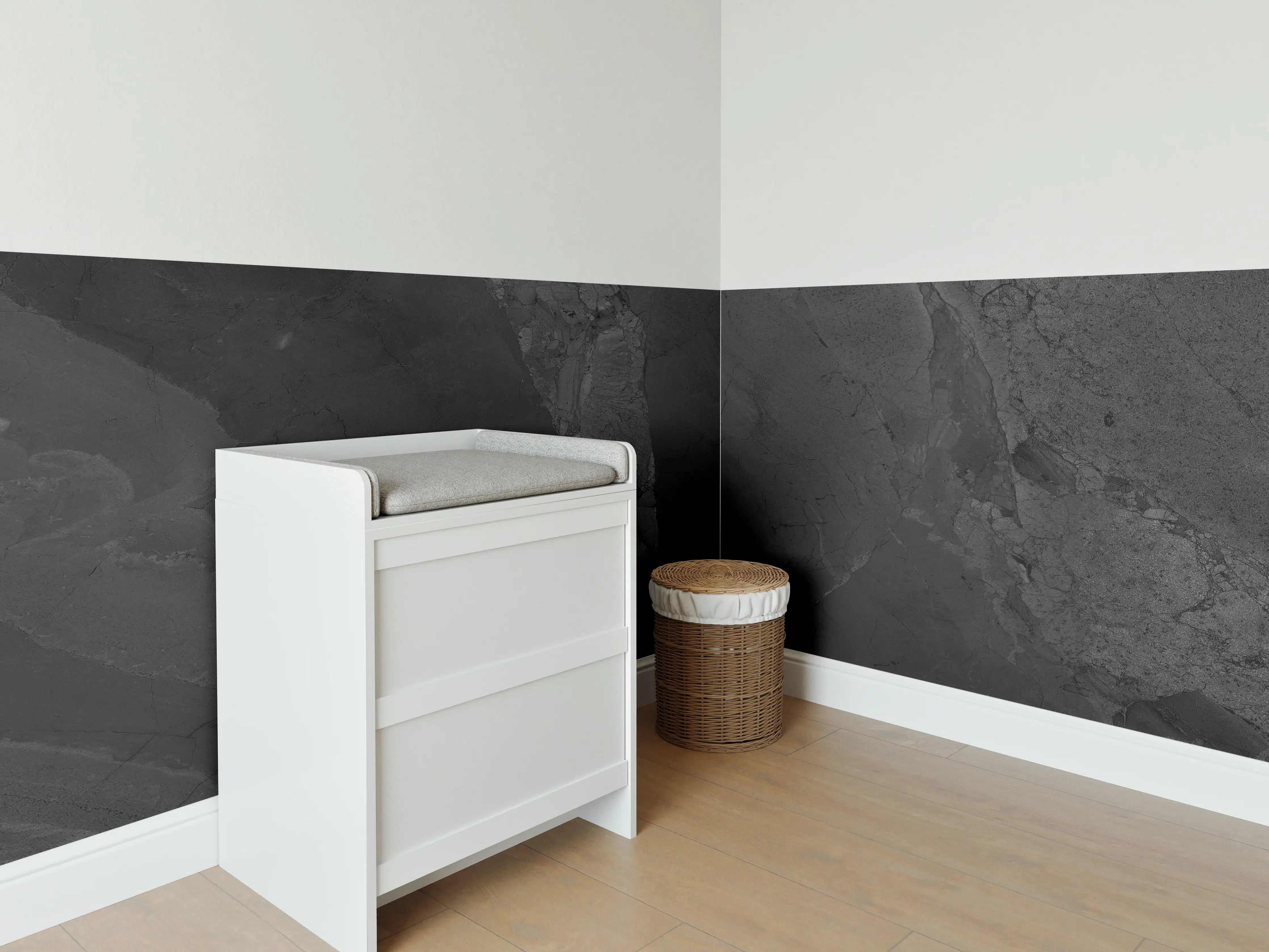 Babyzimmer Wandgestaltung - Schwarzer dunkler Marmor-Muster