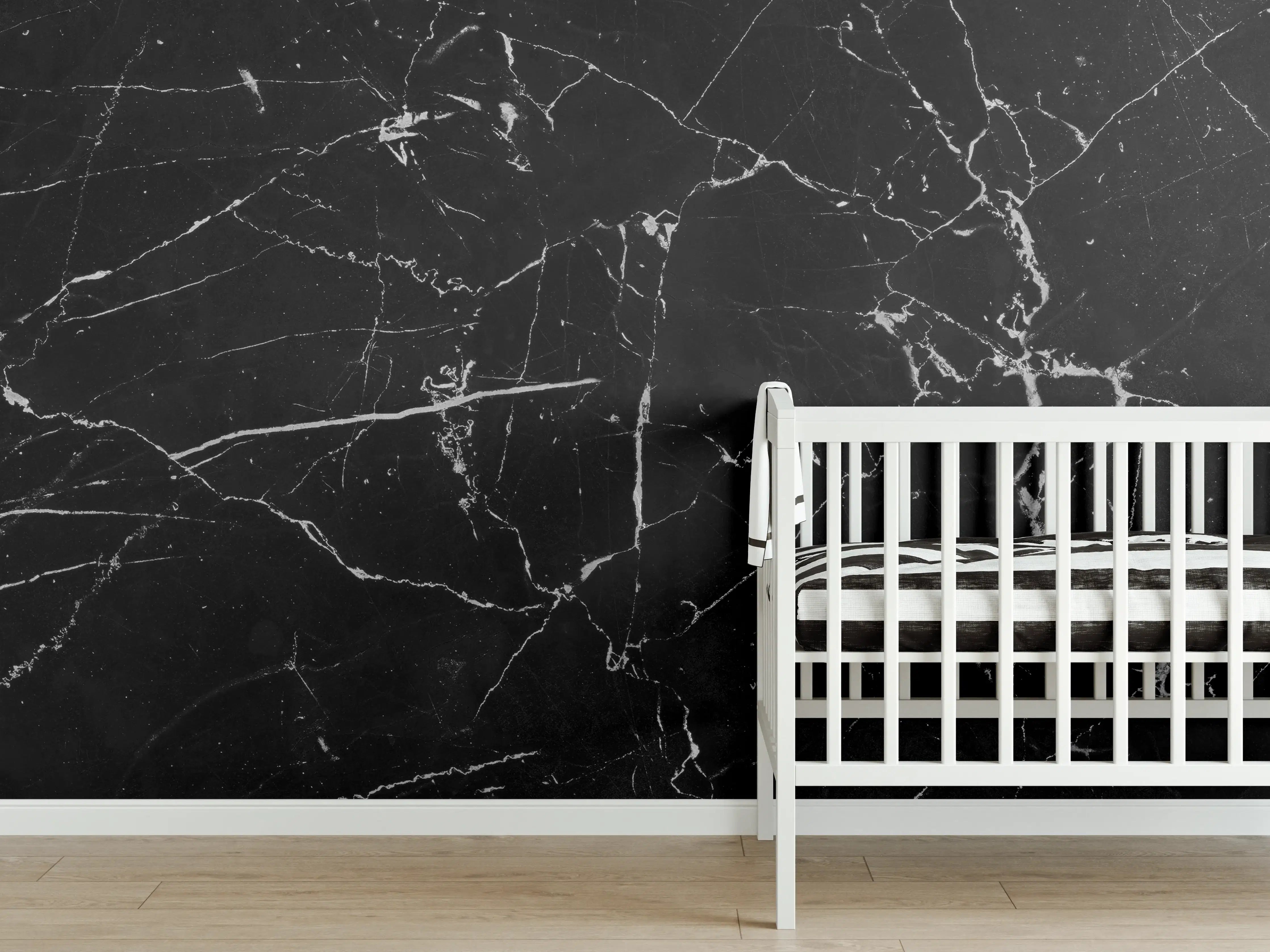 Babyzimmer Wandgestaltung - Schwarzer portoro Marmor