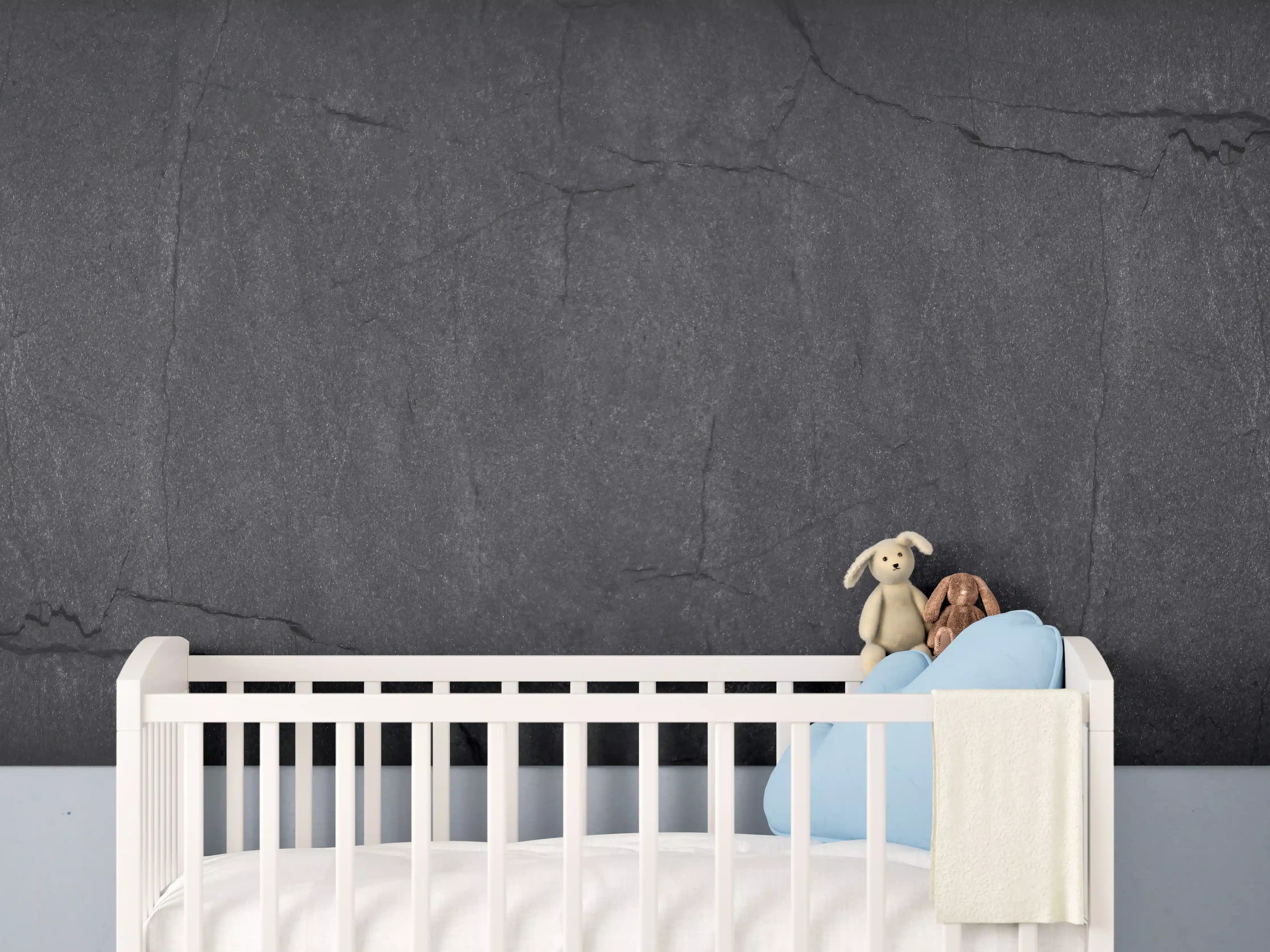 Babyzimmer Wandgestaltung - Schwarzes Felsgestein